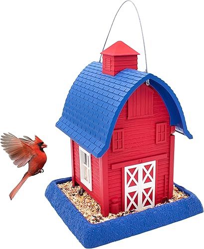 North States Village Collection - Comedero para pájaros estilo granero Americana: comedero colgante para pájaros para exteriores, capacidad para 5