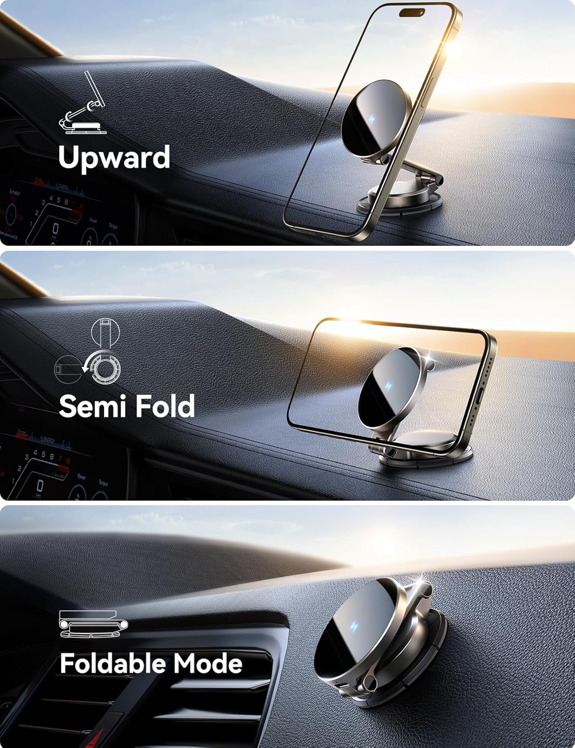 JOYROOM All-Metal MagSafe Car Mount Charger,15W Fast MagSafe Car Charger, Hands Free Magsafe Car Mount Dashboard for iPhone 17 Pro Max Air/16 15 14 13 12 Pro Max Plus, Dark Blue