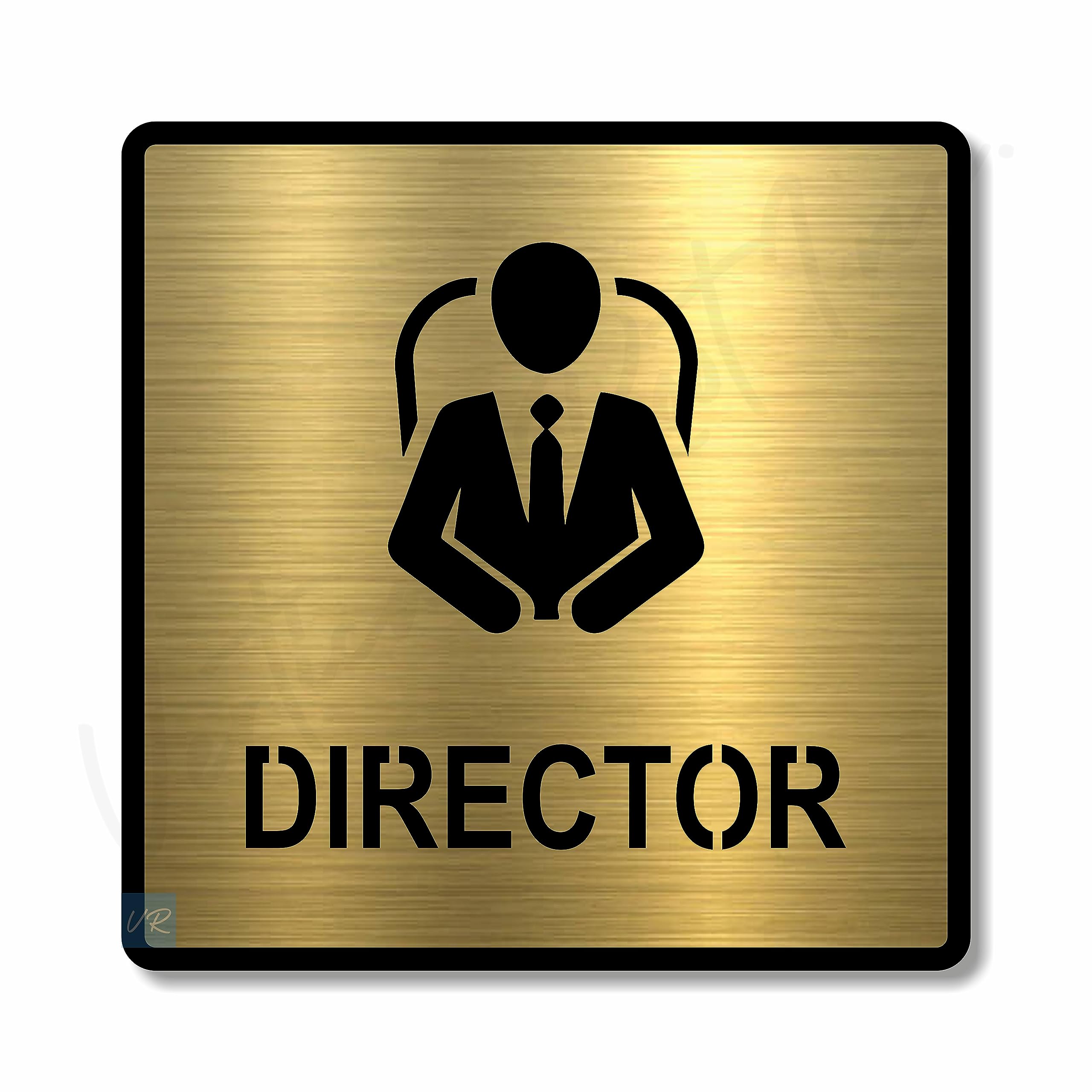 Vertical Root IncPremium BRUSH GOLD Finish Acrylic 5.8 x 5.8 INCH SQUARE DIRECTOR DOOR Sign Easy to Mount 3M Self-Adhesive Tape Signage for Hotel Office Resort Society Corporate Business.