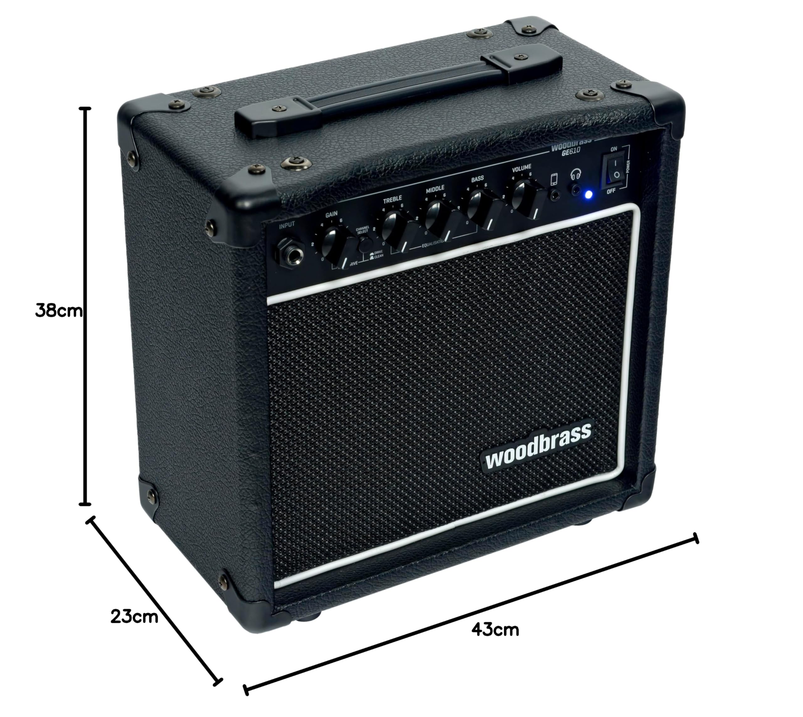 Woodbrass GE820 Amplificateur Combo pour Guitare Électrique - Ampli 20W idéal pour Guitariste débutant et Amateur - Polyvalent, Reverb, Prise Casque : Parfait pour Jouer à la Maison