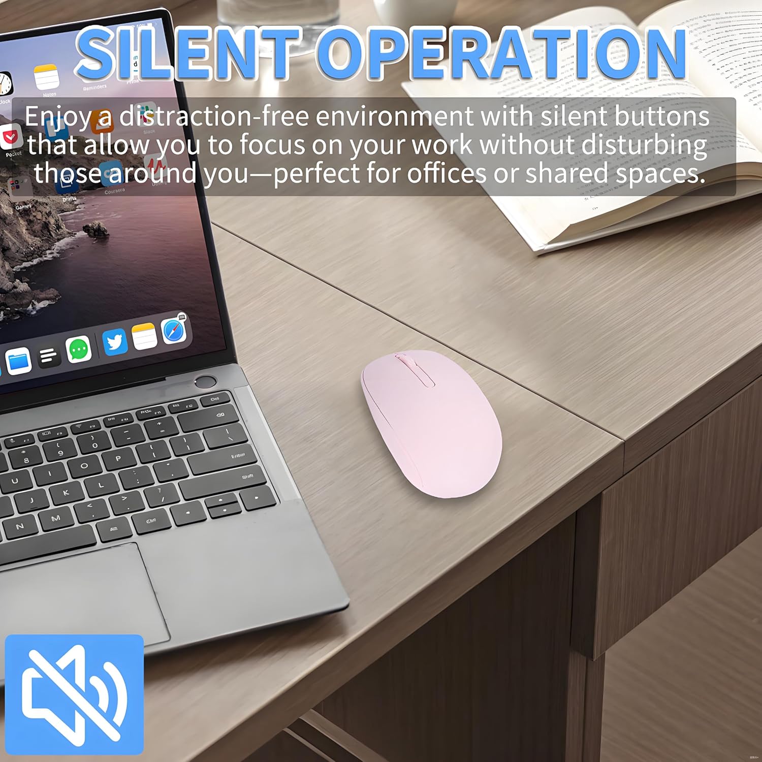 USB C Wireless Mouse - Dual Interface Silent 2.4G Wireless Mouse for Laptop, MacBook, and Mobile Devices with USB/Type C Receiver, 10m Range, Comfortable Design-Pink