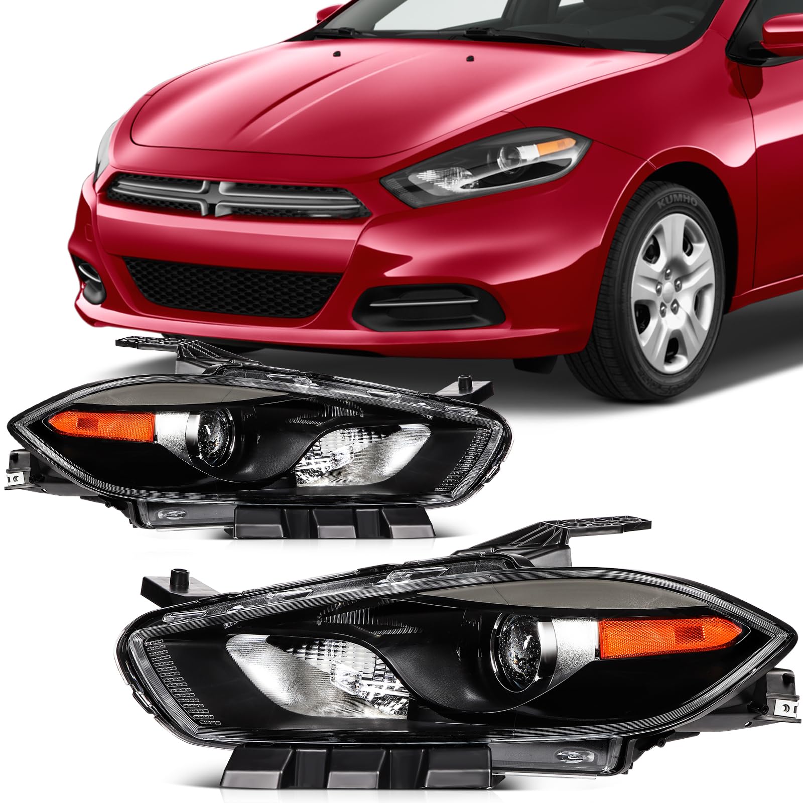 SCITOO Black Housing Headlight Assembly
