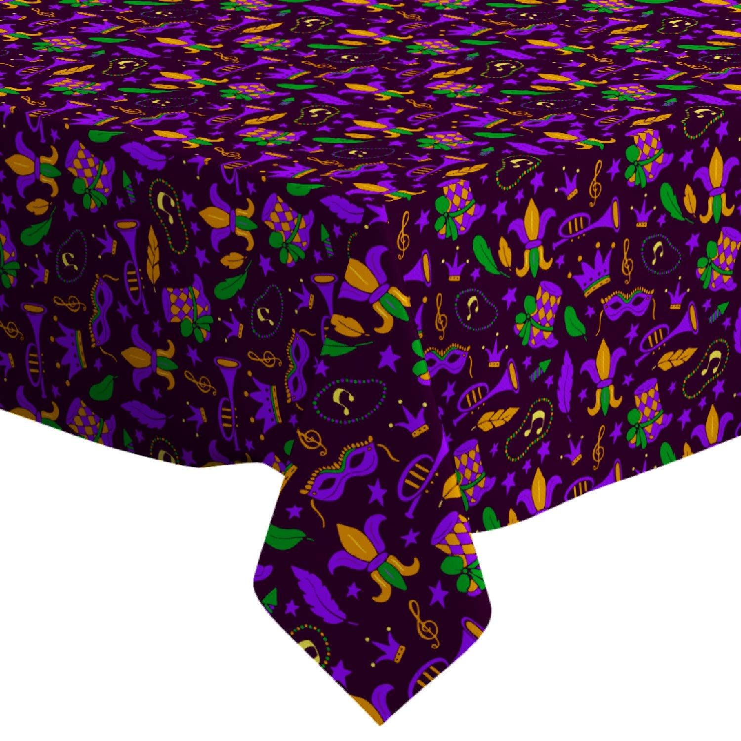 Q-Beans Rectangle Decorative Tablecloth [Size: 60 x 84 inch], Washable and Reusable Table Cloth Cover for Indoor and Outdoor (Mardi Gras Balloon)