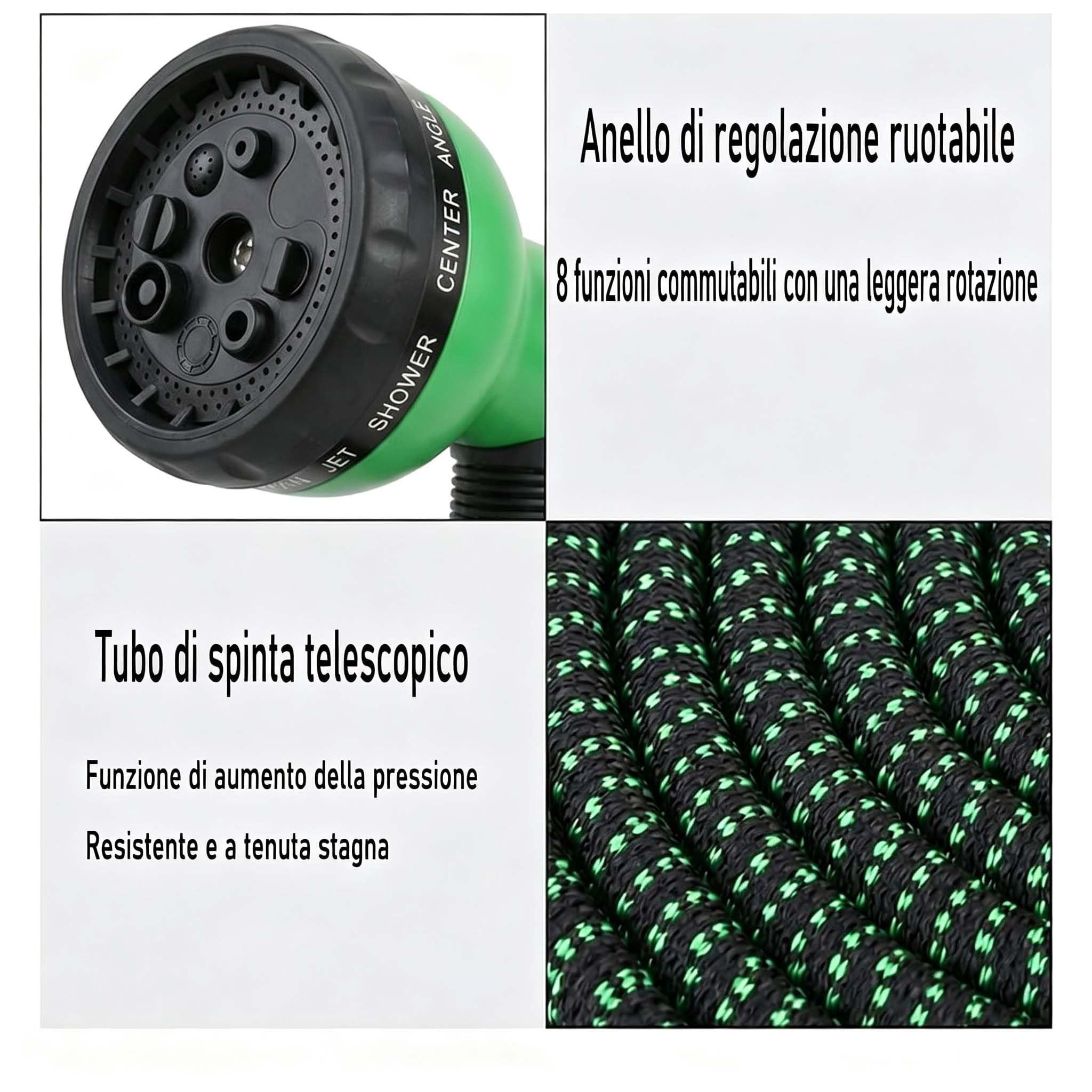 Tubo Giardino Estensibile 30m (100FT), Tubo Irrigazione Espandibile Flessibile Anti Attorcigliamento con Pistola Spruzzo 7 Funzioni, Canna Acqua con Adattatori 1/2" 3/4", per Giardino e Lavaggio Auto
