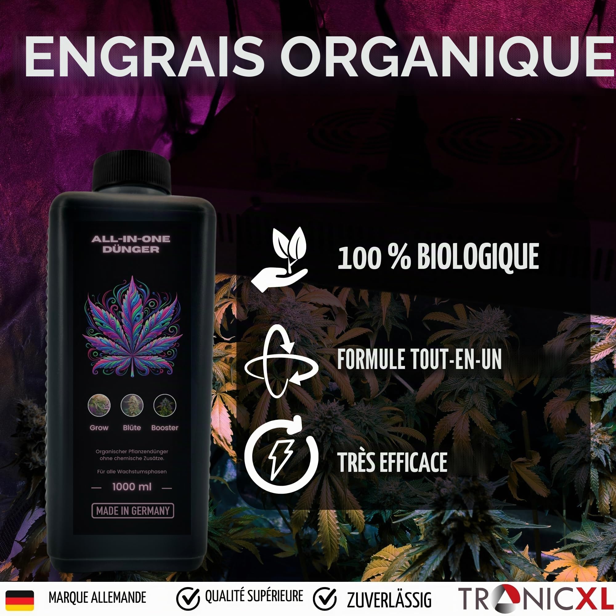 TronicXL Engrais de qualité supérieure - 5 l - Tout en un - Pour intérieur et extérieur - Phase de croissance et floraison - Compatible Growbox Grower - 5L - Kit de démarrage