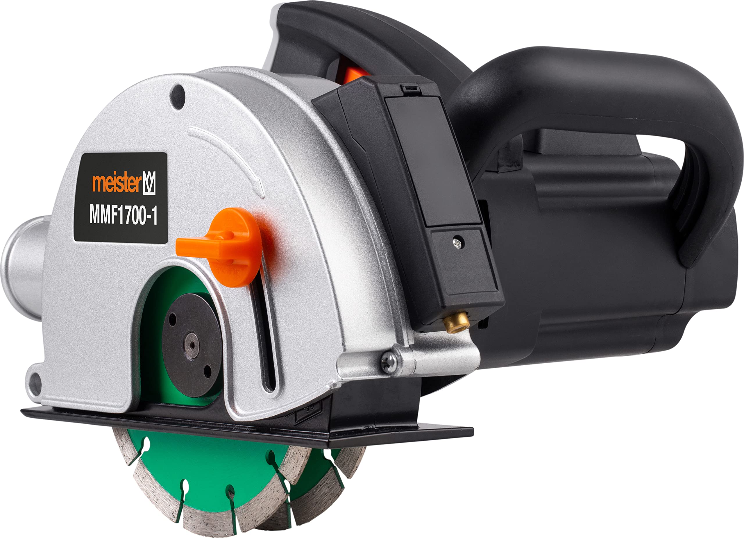 Meister Mauernutfräse 1700W, MMF1700-1 - Inkl. 2 Diamanttrennscheiben Ø 150 mm - Nutbreite bis 29 mm - 40 mm Schnitttiefe - Laser-Markierhilfe / Wandfräse mit Staubabsaugung / Schlitzfräse / 5459170