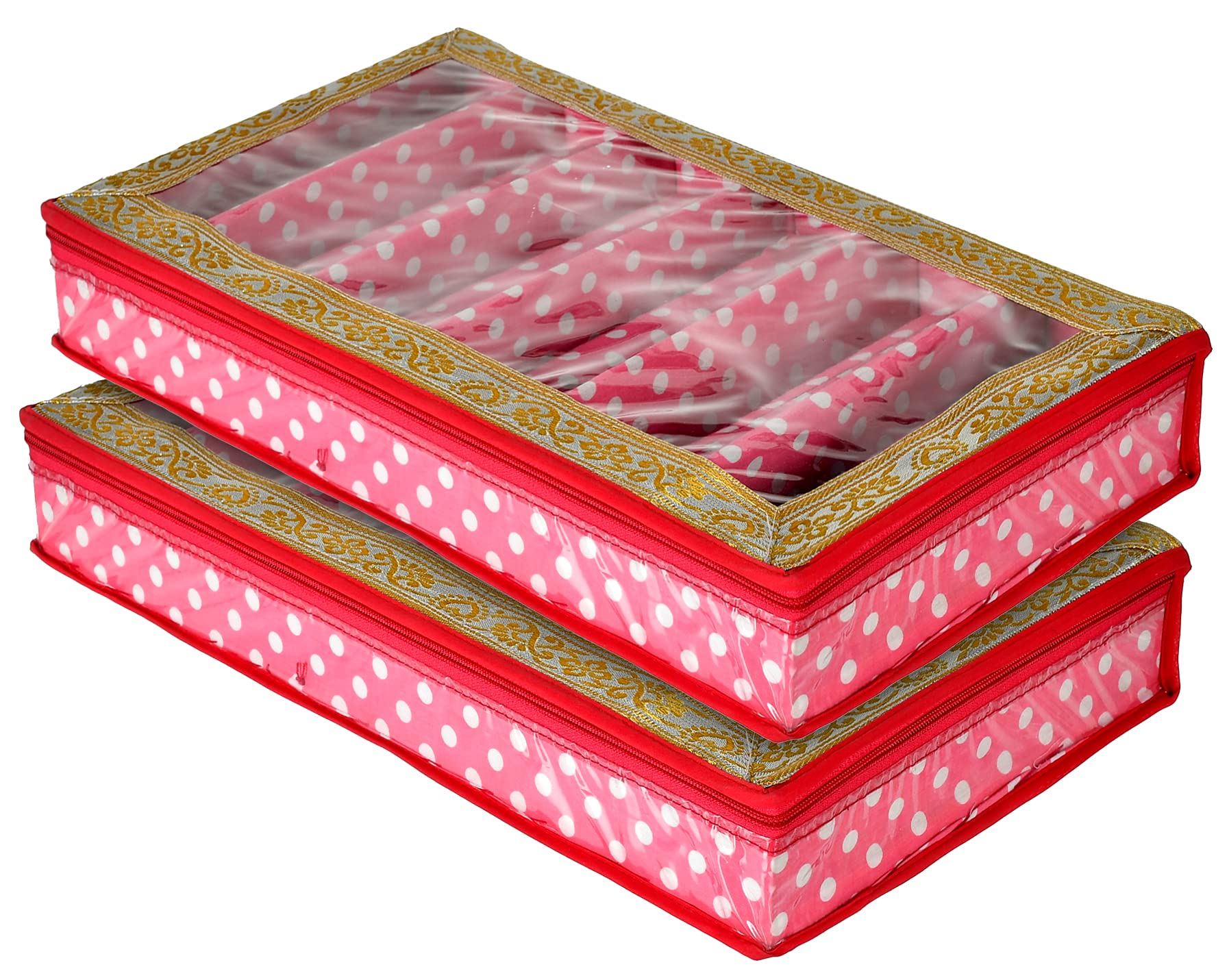 Kuber Industries Dot Printed Laminated 6 Rod Bangle, Chudi, Watches & Bracelet Box/Organizer with Transparent Top- Pack of 2 (Pink)-HS43LUG25551 (B09NDD33VX) Amazon Price History, Amazon Price Tracker