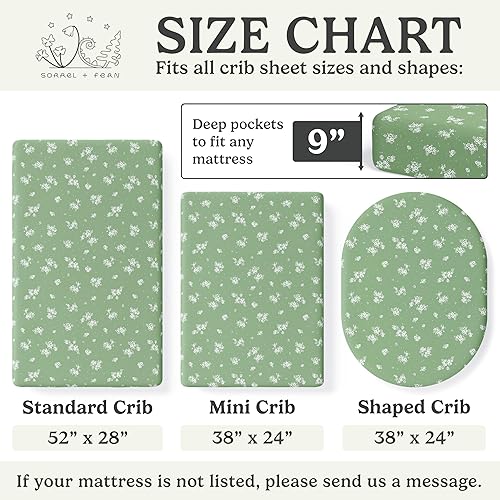 Miniatura 5 de Sábanas de cuna neutrales Sábanas ajustables para cuna de bebé para niña y niño Paquete de 2 colchones estándar y niños pequeños (jardín de