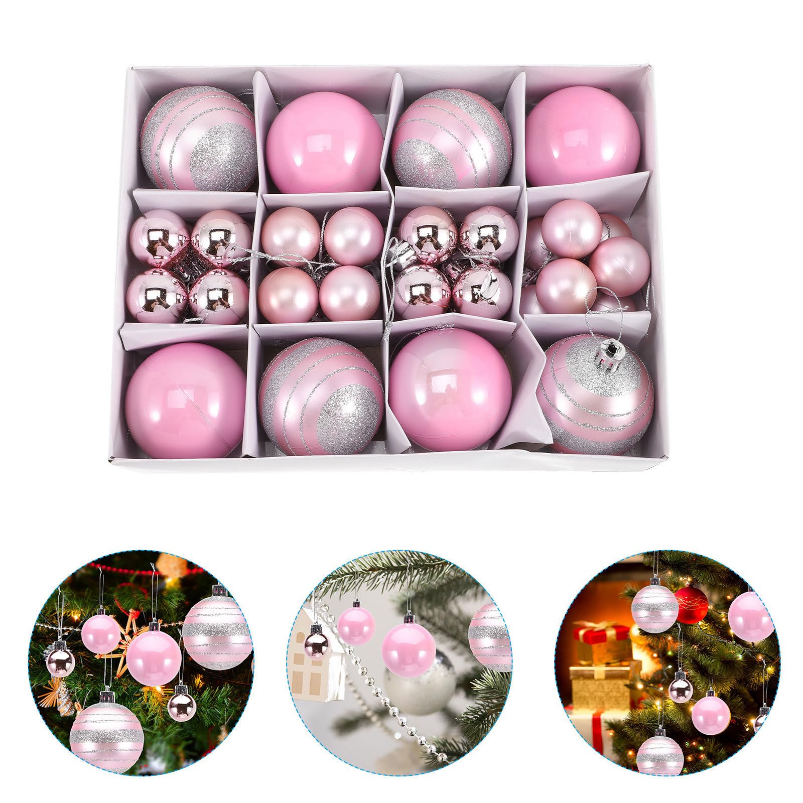 Gatuida 200 Pezzi Palline di Natale Rosa in Ps, Decorative e Sospendibili