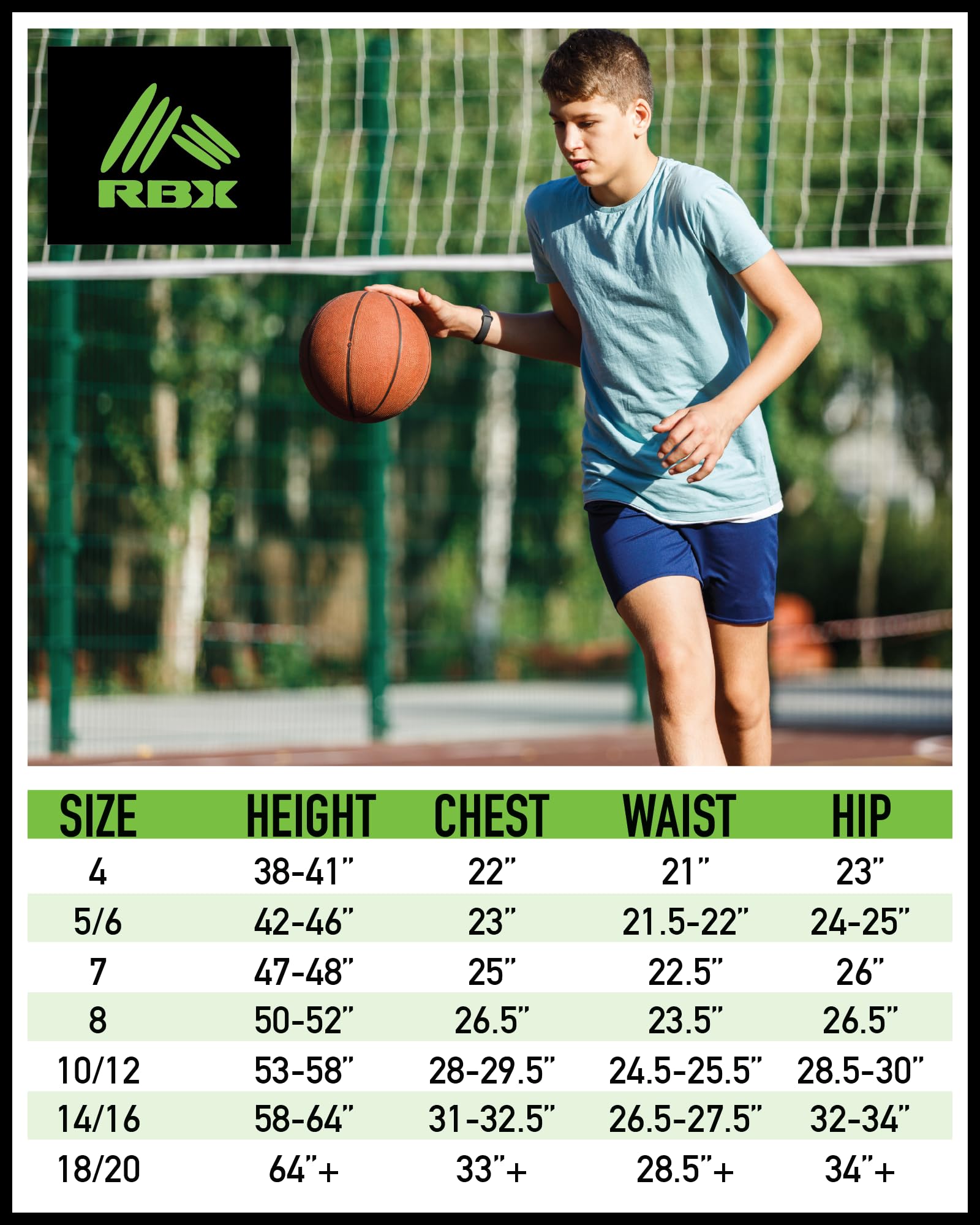 RBX Lot de 4 shorts de sport pour garçons en maille polaire pour la course, la gym, le basket-ball et le sport (tailles : 8 à 16)