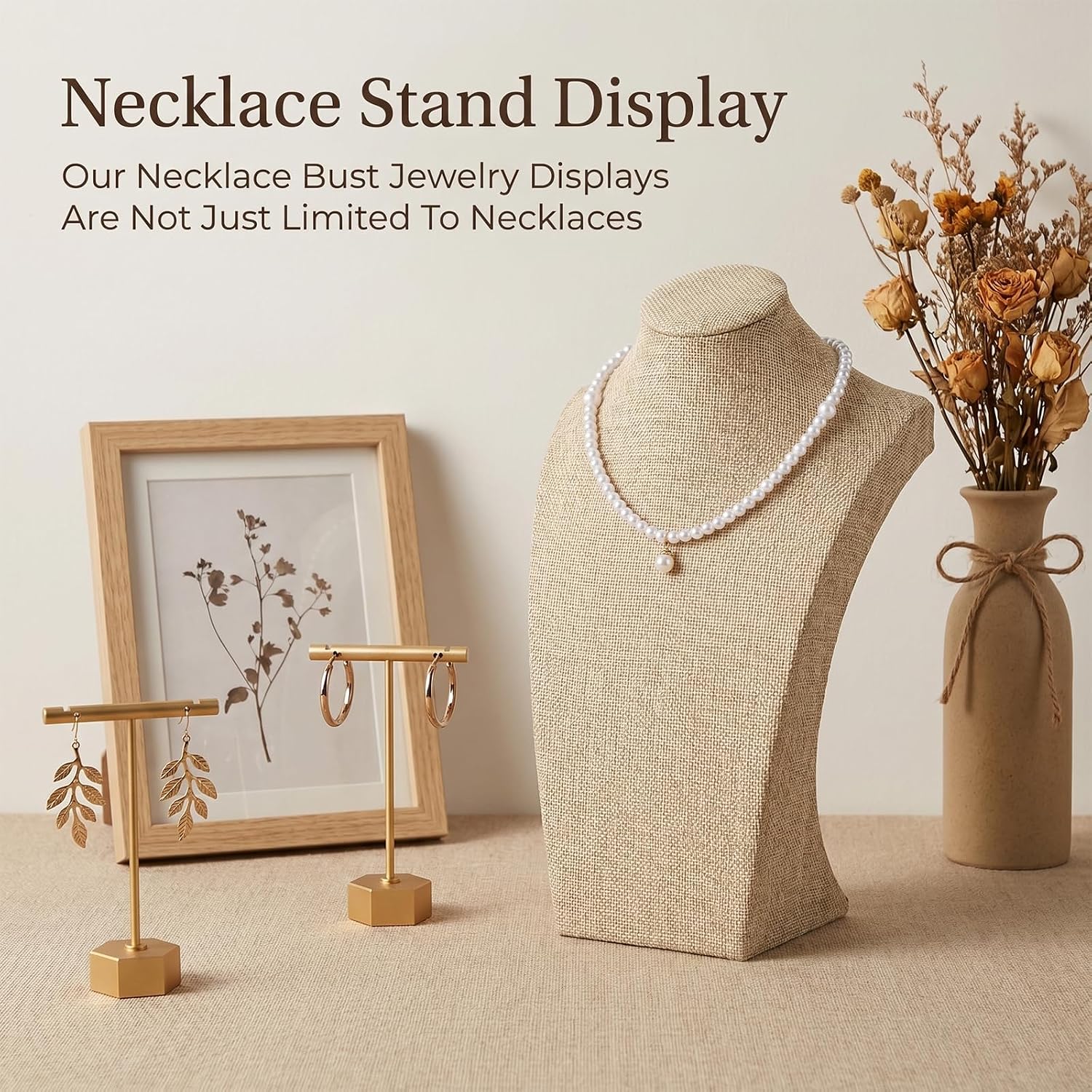 3Pcs Jewelry Displays Set Necklace Display Bust Necklace Retail Mannequin Display Stand for Home Store Trade Show Jewelry Selling Vendors Shows (13.78 x 9.06 Inch)