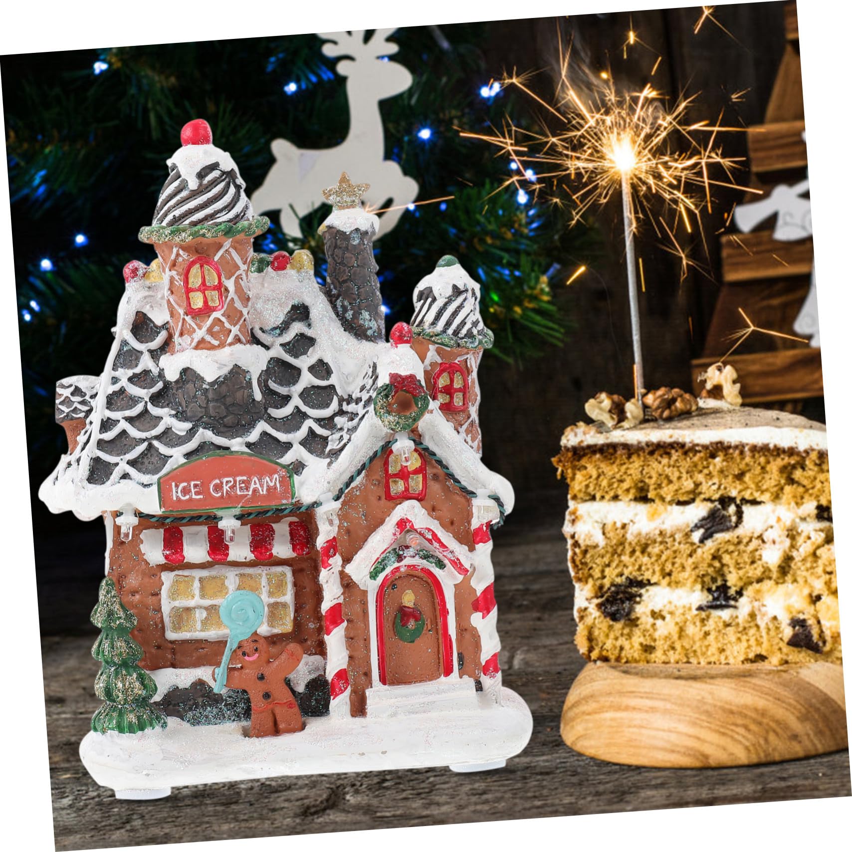 Adorno Navideño LED Casa Galleta Luminosa para Mesa Decoración Hogar Fiesta Navidad Regalo