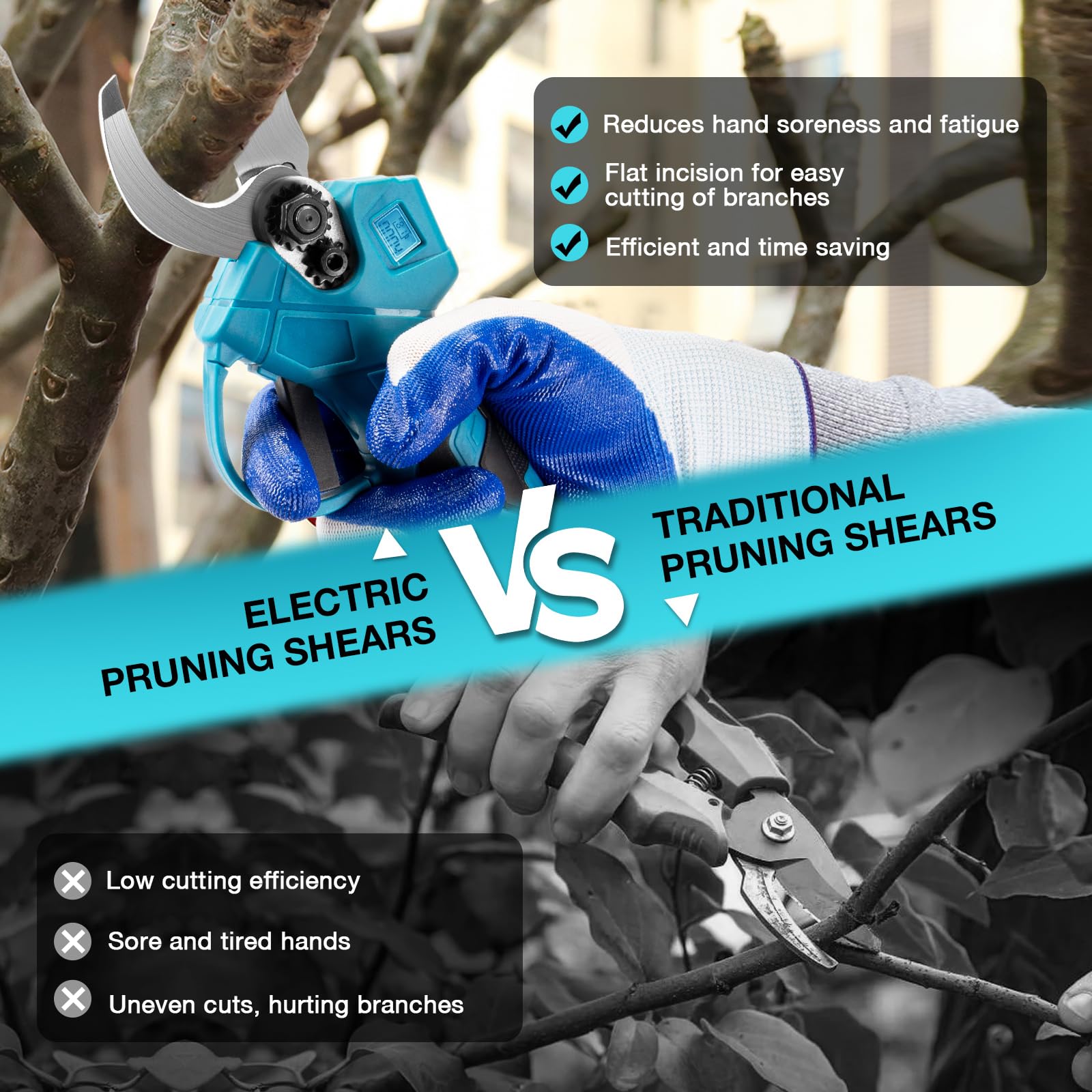 Anbull Akku Astschere 40mm - Elektrische Gartenschere 500W