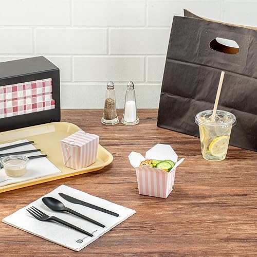 Miniatura 10 de Restaurantware Bio Tek - Cajas para llevar fideos de 16 onzas, 25 cajas desechables de comida para llevar, papel kraft apilable con bloqueo de