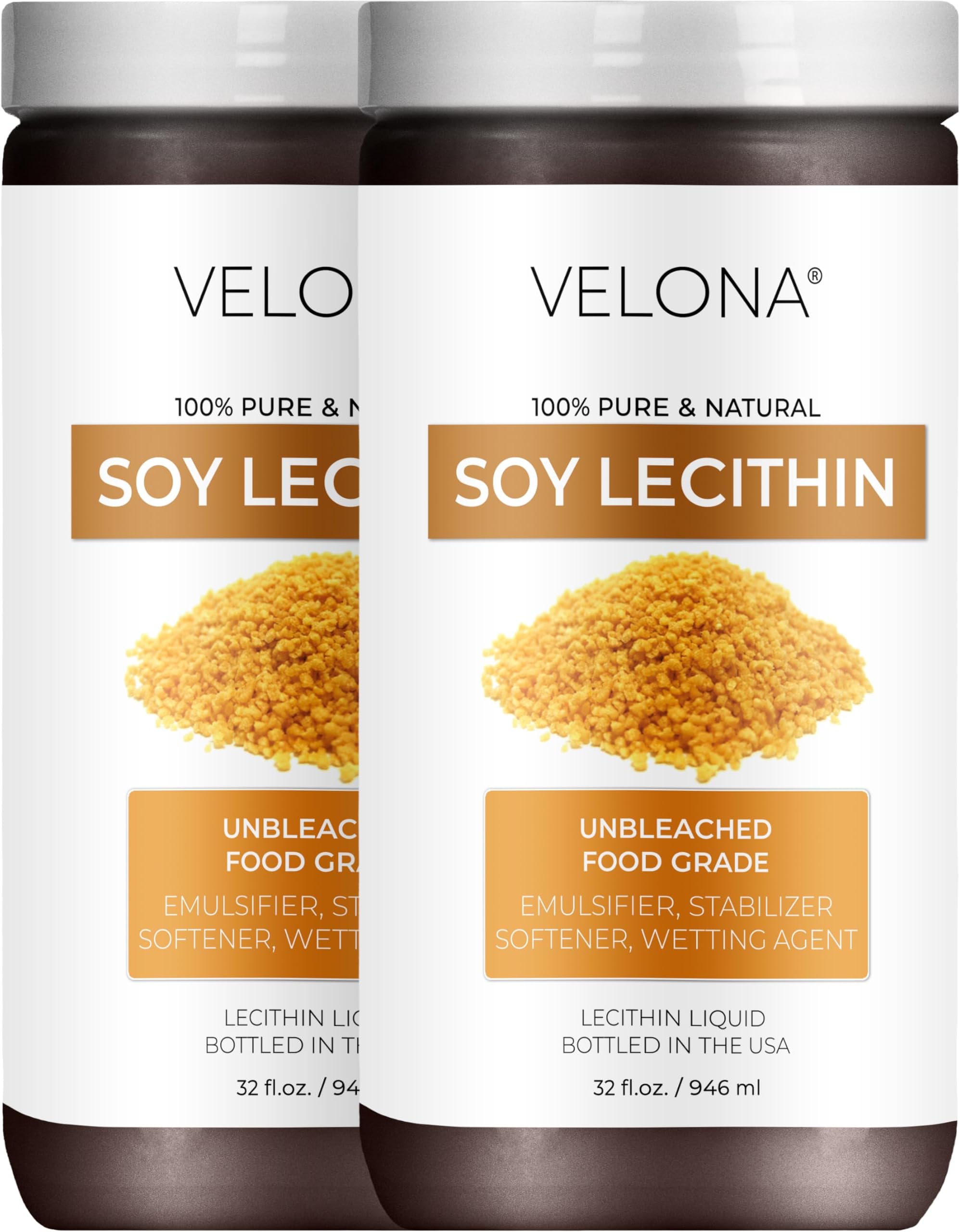 - velona Pure Liquid Soy Lecithin 64 Fl Oz | Food Grade | Unbleached| Emulsifier, Stabilizer, Softener, Smoother, Wetting Agent | Use Today - Enjoy Results