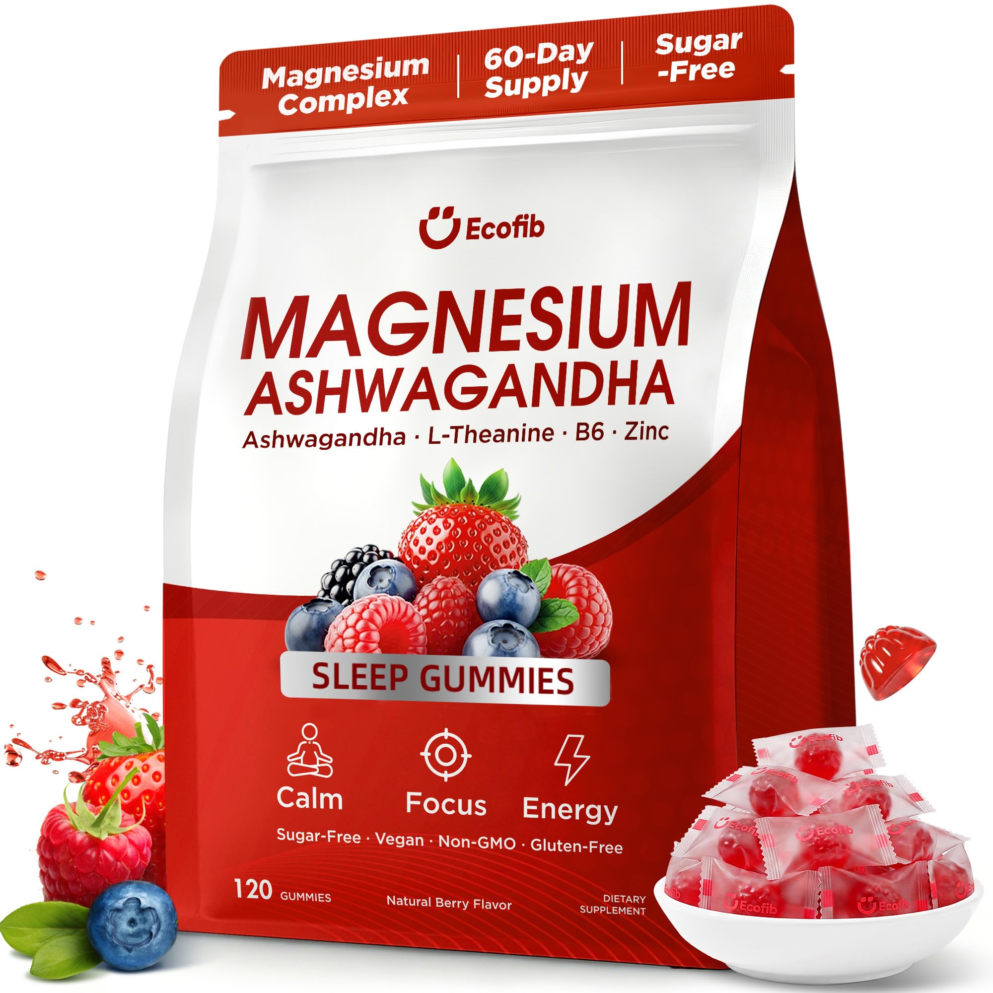 Magnesium Glycinate Gummies 400mg for Women, Men & Adults, Single‑Wrapped