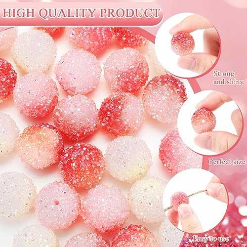 Miniatura 3 de Sasylvia 120 cuentas de diamantes de imitación para bolígrafos de 0.787 pulgadas (0.787 in), cuentas redondas brillantes para pavimentar bolas de