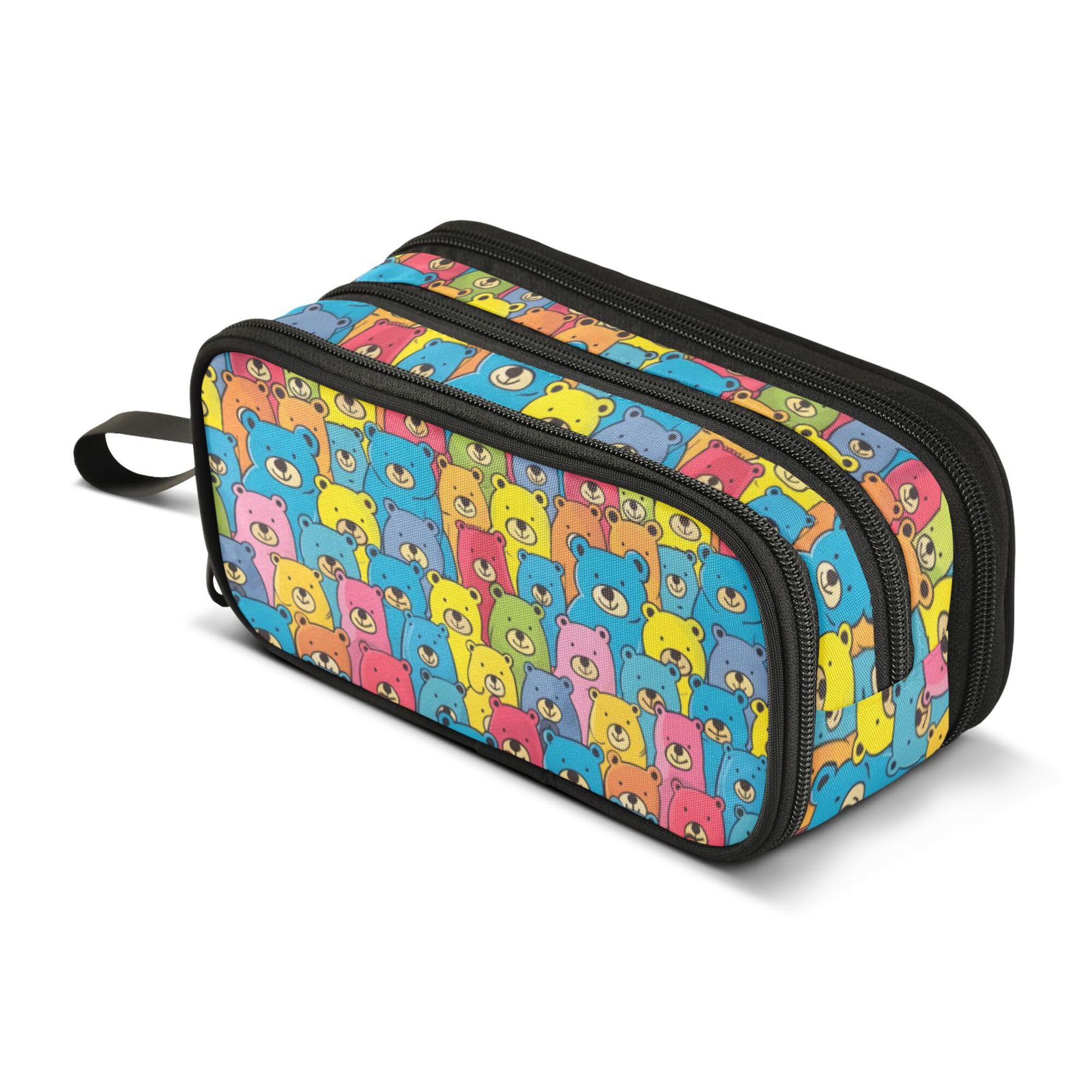ALAZA Large Pencil Case, Big Capacity Pencil Bag Pen Pouch Holder 3 Compartments,Colorful Cute Bears School Office Supplies Stationery Makeup Bag Storage Organizer for Students Girls Boys Women Men