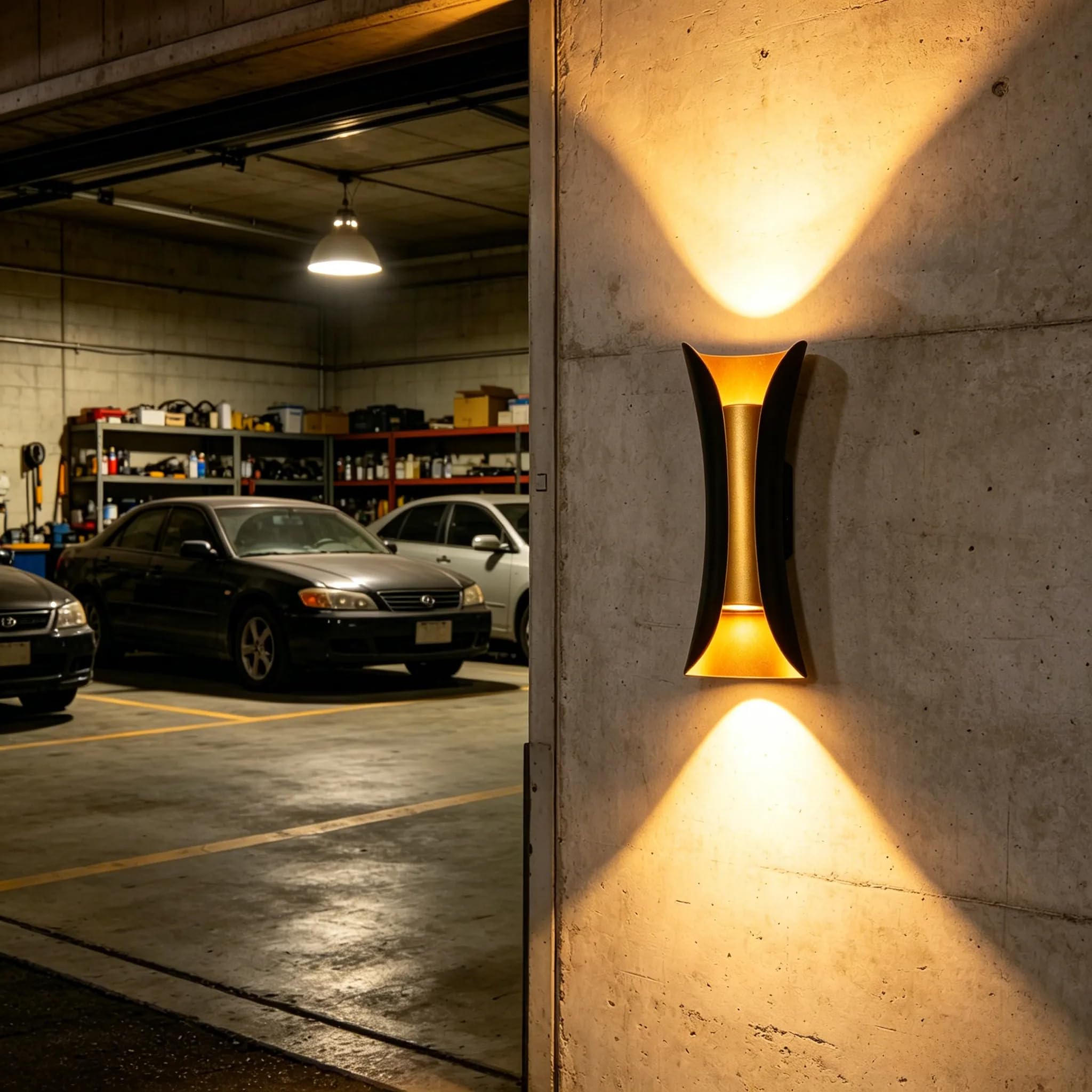Schwarz-Goldene 20W LED Wandleuchte IP65 Wasserdicht Up Down Außenlampe aus Aluminium 3000K Warmweiß für Flur Garten Bad Balkon