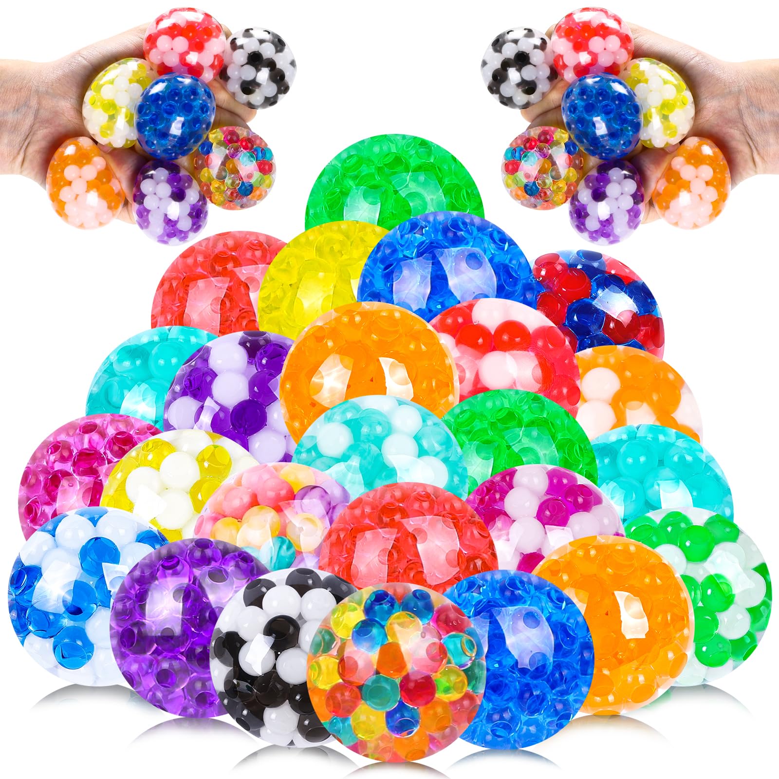 24pcs Stress Balls, Small Squishy Balls Squeeze Fidget Balls for Adults Stress Relief Party Favors Gifts