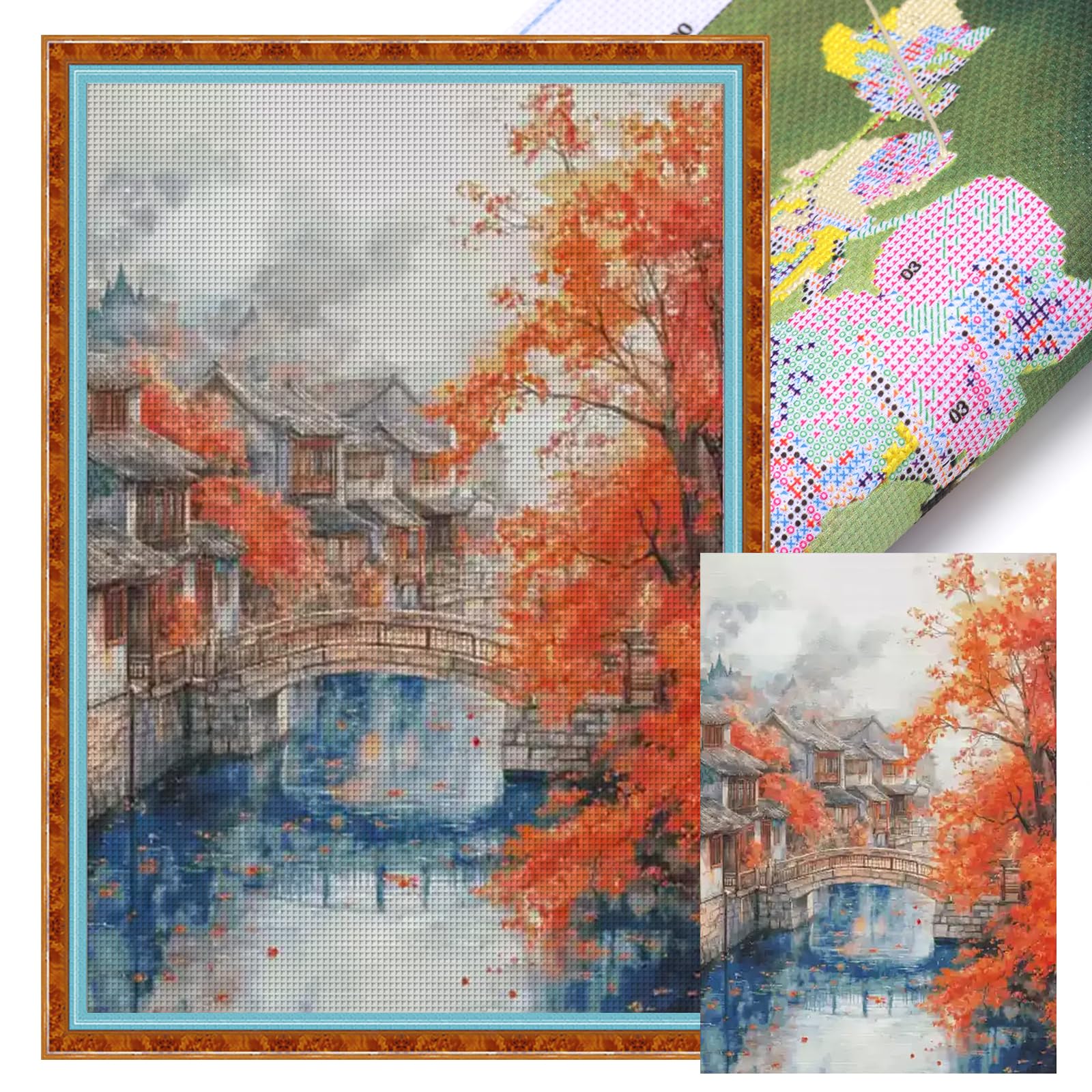 Kexpery 4 Seasons Full 14CT Cross Stitch Embroidery Kit Large Format Numbers 70x95cm for Beginners and Adults Home Wall Decor