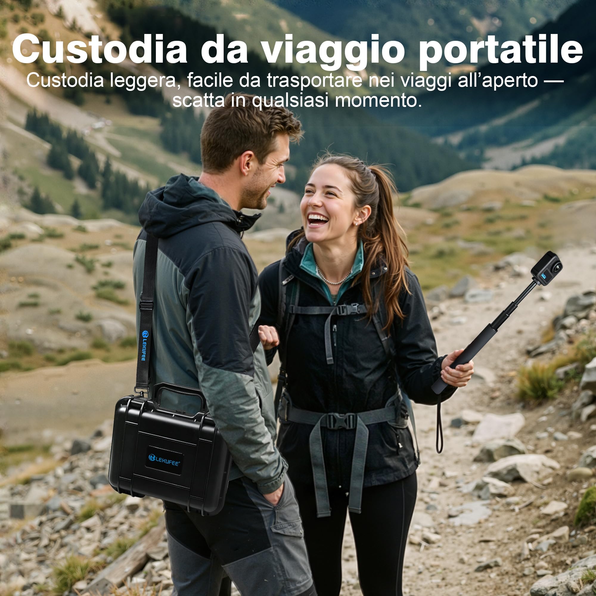 LEKUFEE Custodia Rigida Impermeabile per GoPro MAX 2, GoPro MAX, Action Camera, Batteria, Caricabatteria Doppio GoPro, Altri Accessori (Solo Custodia)