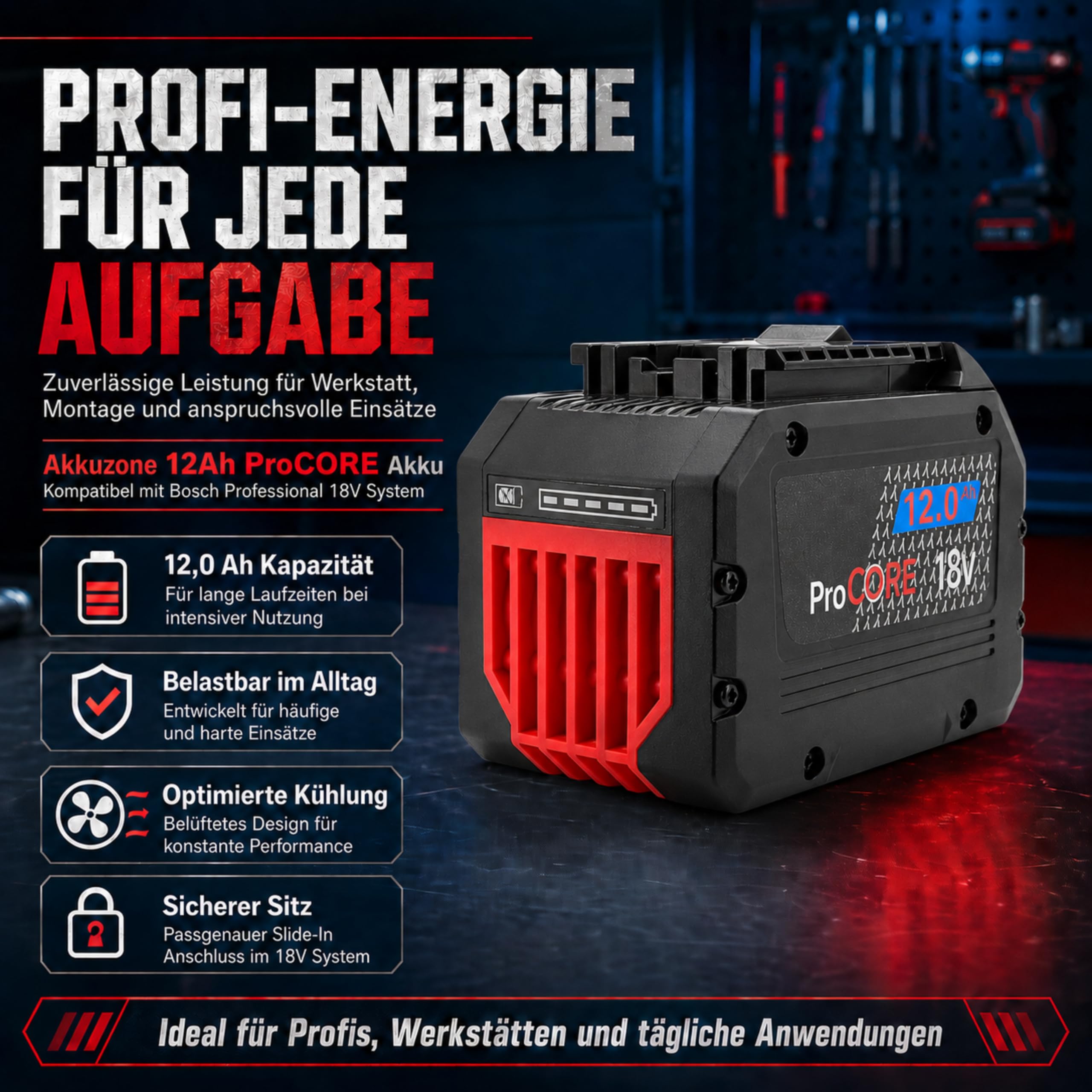 Batería Procore 18 V 12,0 Ah para Bosch Professional