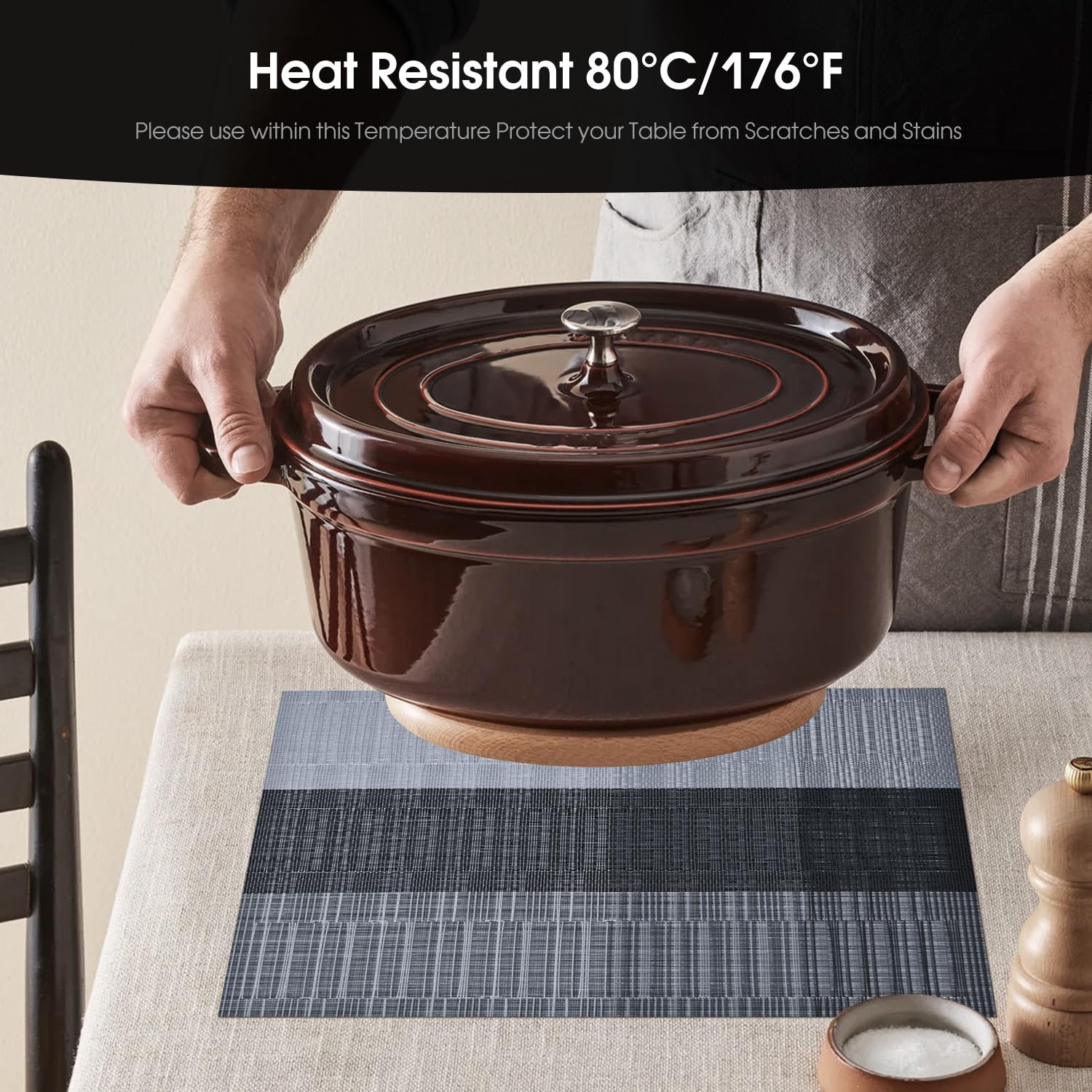 Artoid Mode Set di 4 tovagliette in PVC, da 30 x 45 cm, lavabile, antimacchia, resistente al calore, decorazione per la cucina