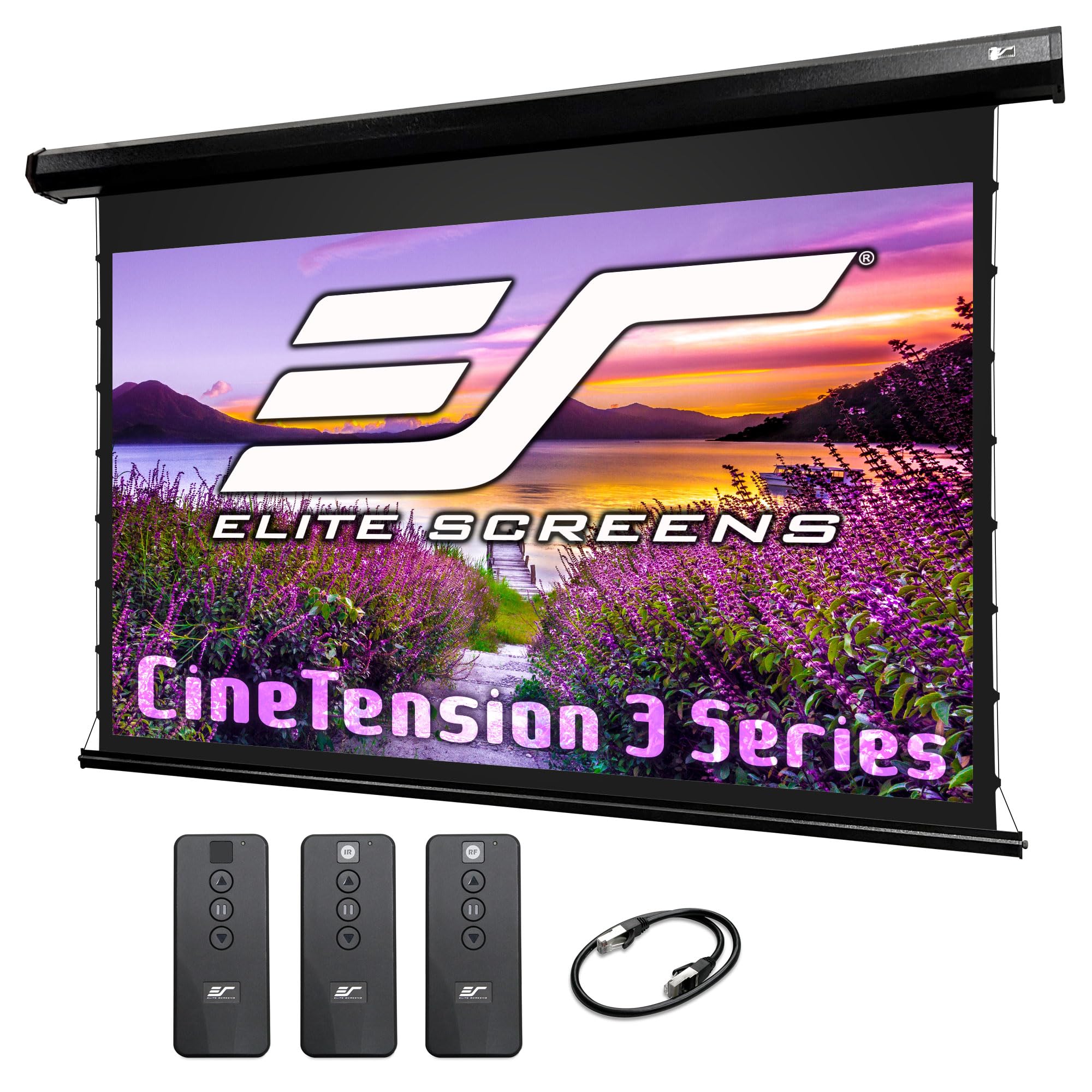 Elite Screens CineTension 3 Motorized Projector Screen, 120-inch 16:9