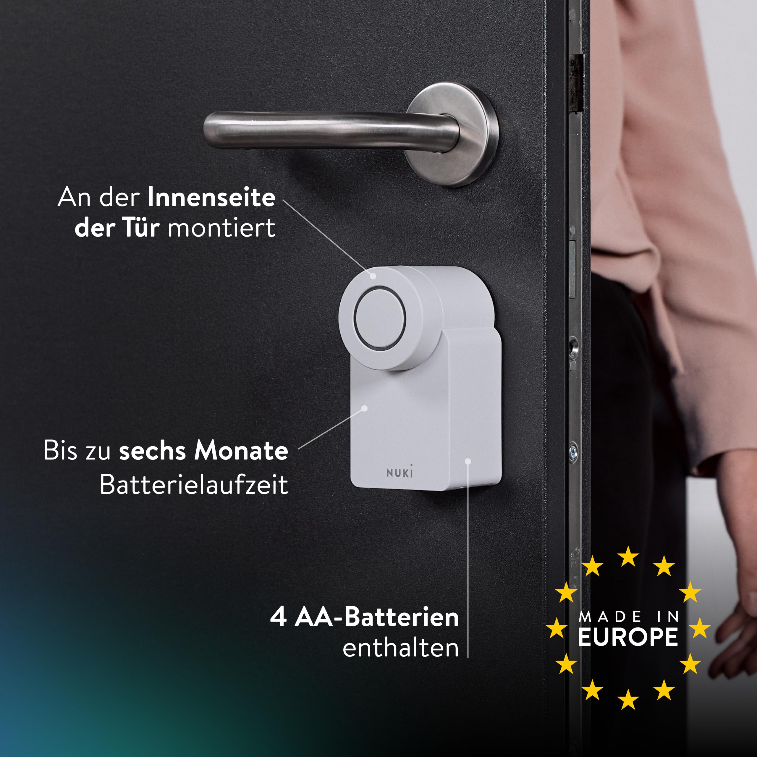 Nuki Smart Lock Go (2025) Bluetooth WLAN Matter elektronisches Türschloss Smartphone Schlüssel Nachrüsten ohne Zylindertausch