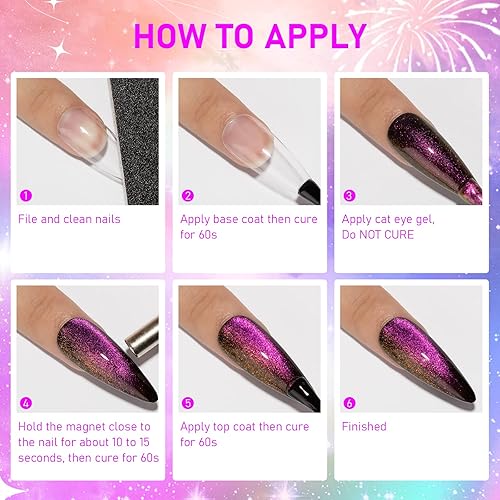 Miniatura 6 de SUPWEE Esmalte de uñas de gel de ojo de gato con imán de esmalte de uñas 9D Galaxia ojo de gato, esmalte de gel de manicura para remojar, gel UV,