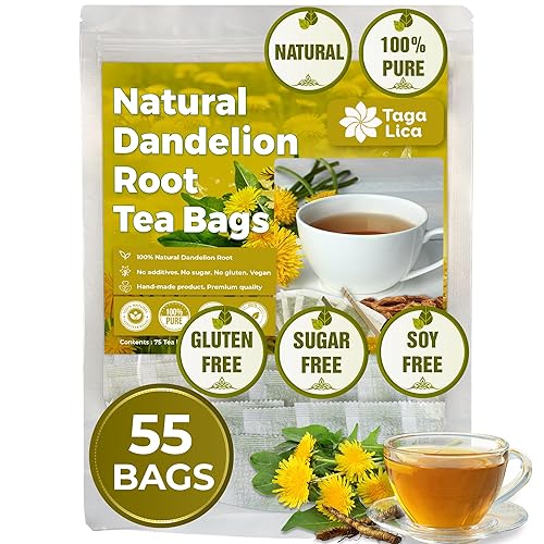 75 bolsas de té de raíz de diente de león, 100% natural y puro de raíz de diente de león, bolsas de té ecológicas, té de hierbas de raíz de diente