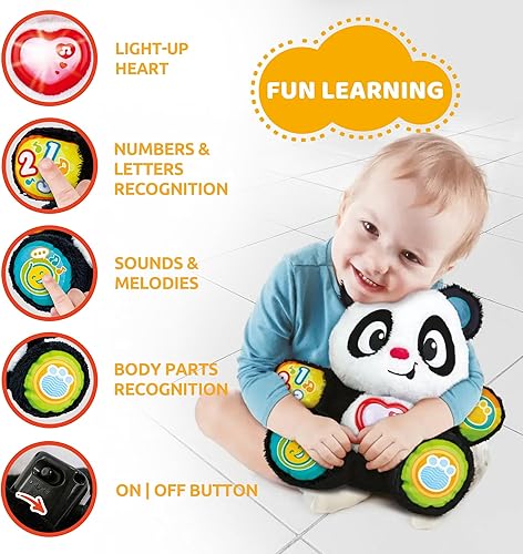 Miniatura 3 de KiddoLab Juguete de panda de peluche  Juguete musical de peluche con botón de iluminación en forma de corazón para melodías divertidas  Juguete de