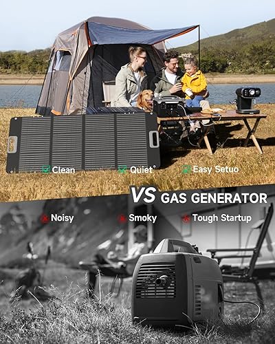 Miniatura 3 de Andes - Panel solar con soporte ajustable, cargador solar portátil plegable de 100 W, impermeable IP67, 23% más eficiencia de conversión de energía,