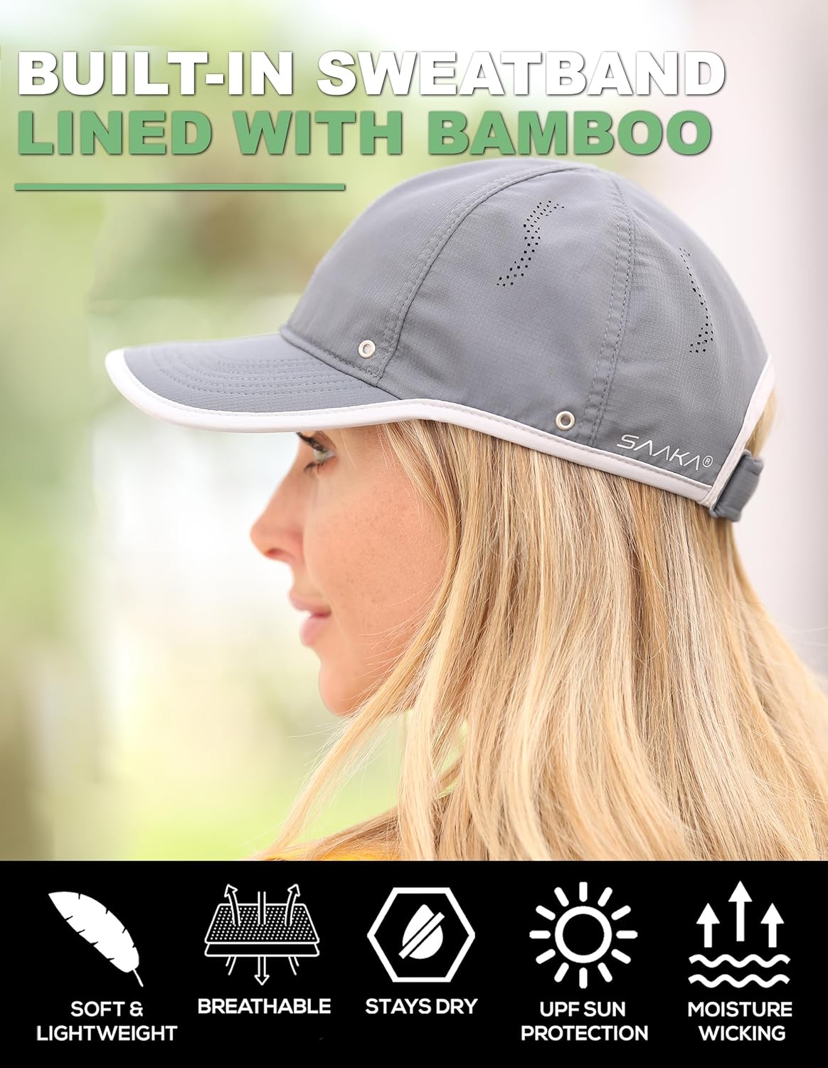 SAAKA Featherlight Sports Hat. Lightweight, Quick Drying. Running, Tennis & Golf Cap for Women & Girls - Image 2