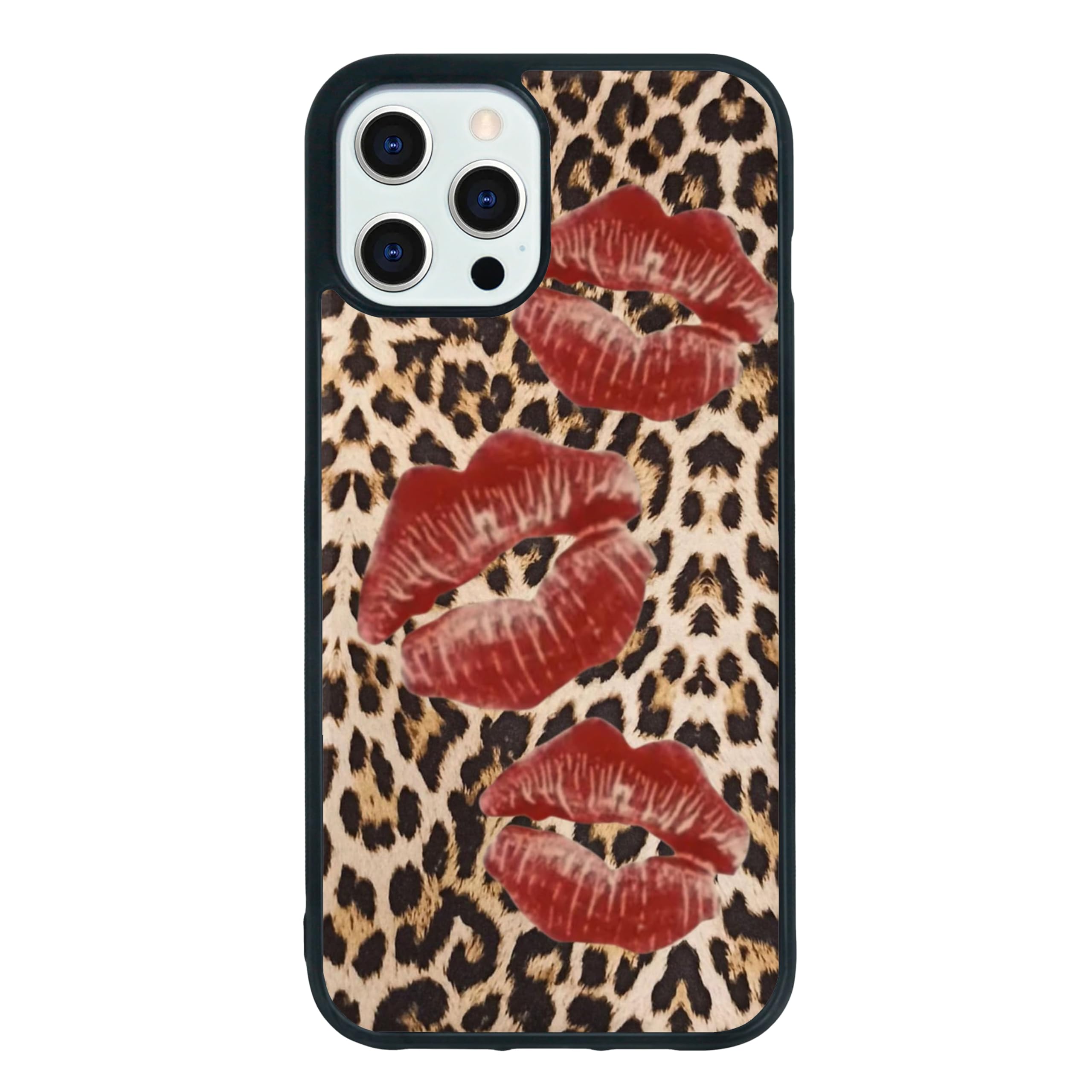 qizjio Cheetah Print Phone Case Shockproof Protective Leopard Print Kiss Phone Cover for iPhone 12 Pro Max