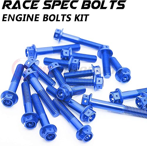 Miniatura 2 de MC Motoparts Race Spec Kit de pernos de motor cabeza HEX M6 compatible con XJ6 DiversionF 2009-2016 13 14 15 16 (azul)
