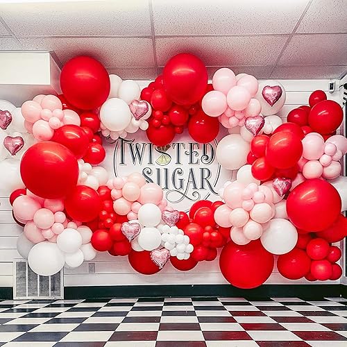 Miniatura 7 de Kit de arco de guirnalda de globos de fiesta del día de San Valentín con globos de corazón rosa y rojo para propuesta del día del mes de compromiso,