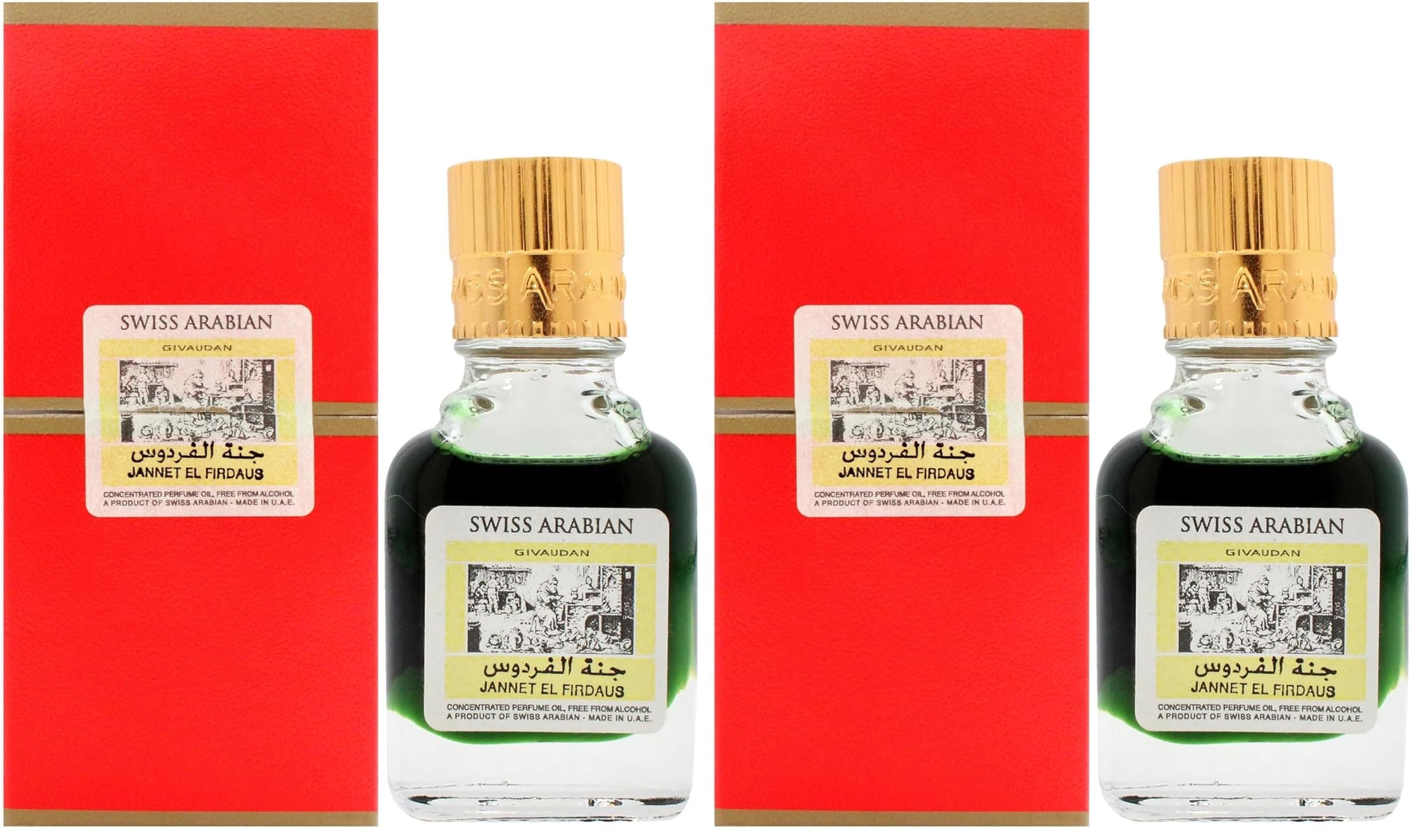 Jannet EL Firdaus Red - Luxury Products From Dubai - Long Lasting Perfume Oil for Unisex - Blend of Basil, Bergamot, Jasmine and Musk - Perfect for Date Night or Evening Out - 0.3 oz