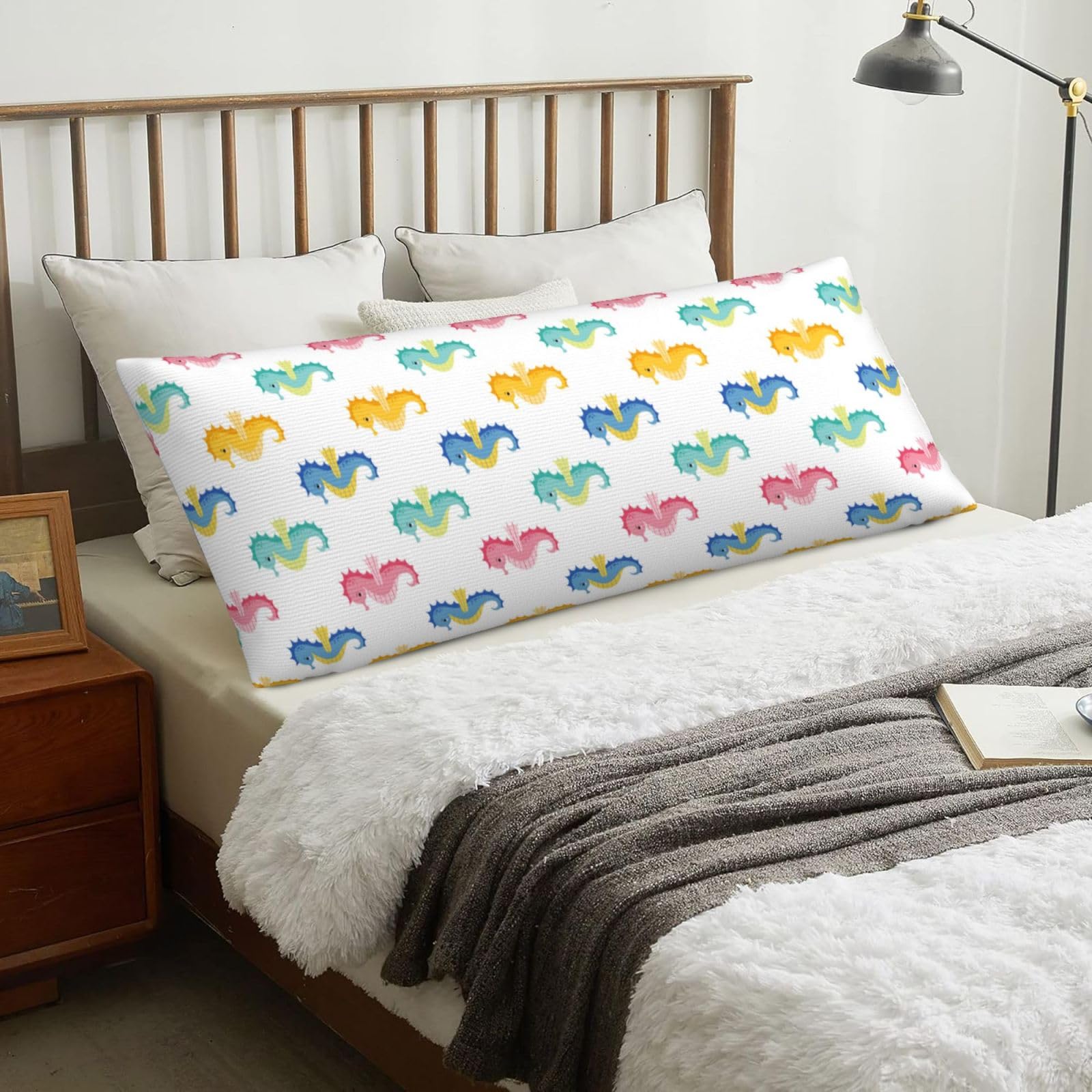 Seahorse, Body Pillow Cover with Zipper,Long Body Pillowcase 20 x 60 in