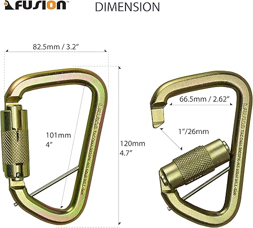 Miniatura 8 de Fusion Climb Mosquetón de acero modificado en forma de D de alta resistencia de la cerradura auto del acero de Tacoma, clip de acero