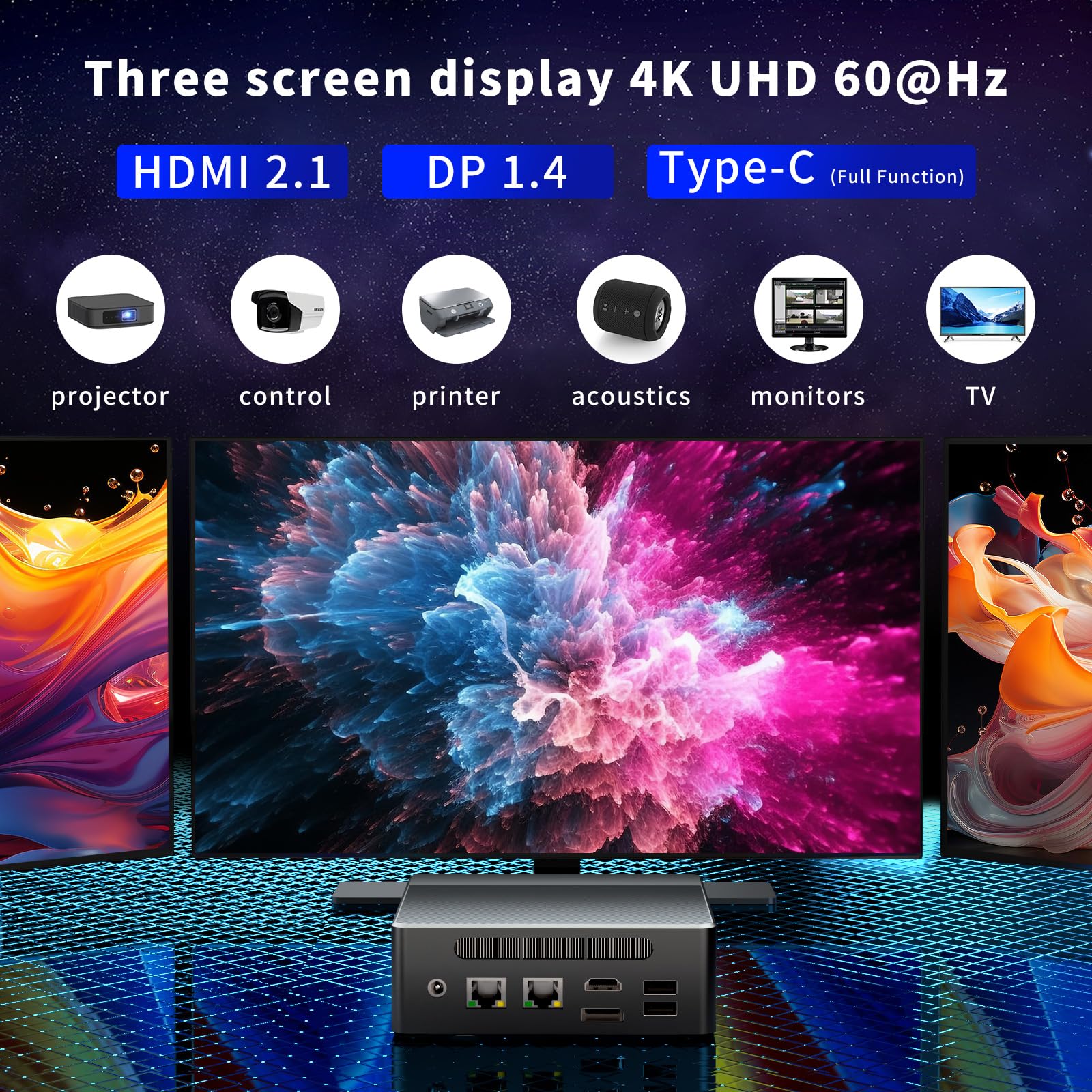 Mini PC Alder Lake N100 (fino a 3,4 GHz, 6 W) Mini computer, LPDDR5 da 16 GB/512 GB M.2 SSD, Mini Computer desktop display HD 4K a 60 Hz, Windows 11 con HDMI/WiFi 6/BT5.2/RJ 45 Mini PC desktop