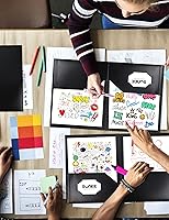 Vista 7 de SUNEE Carpetas de 2 bolsillos (paquete de 12 unidades, color negro) carpetas de plástico resistentes con bolsillos, se adaptan a papel tamaño carta