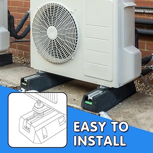 Miniatura 6 de Air Jade Kit de base de montaje en suelo para condensadores de aire acondicionado mini split sin conductos, soporte aislante de goma antivibración,