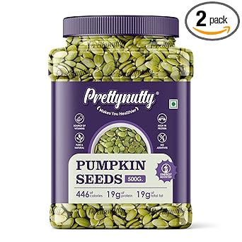 PrettyNutty Raw Pumpkin Seeds 1kg (500g x2) – Premium Grade, High Protein, Keto & Vegan Friendly, Gluten-Free, Natural Pepitas for Snacking, Baking & Cooking - image, photos