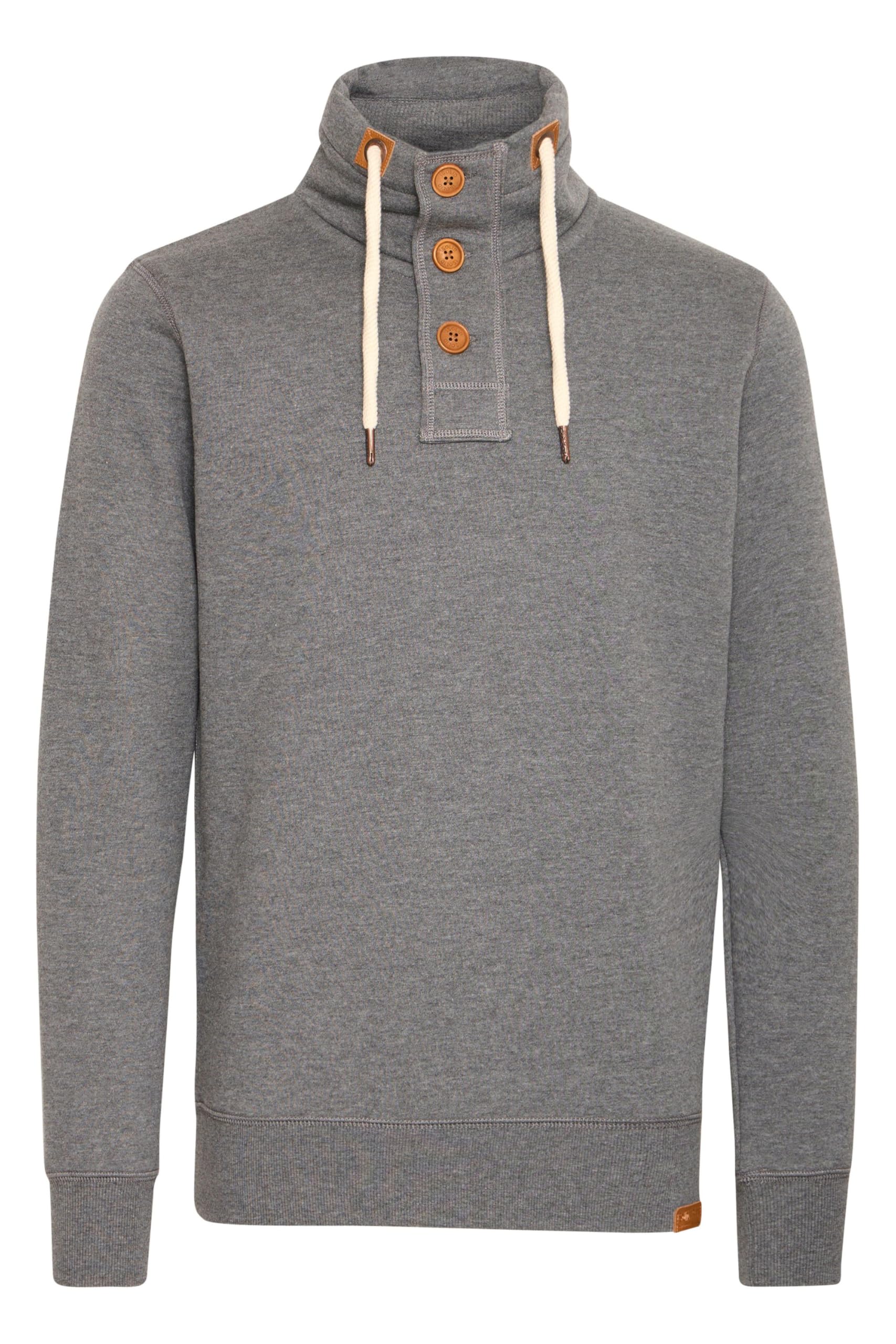 !Solid SDTripTroyer Herren Sweatshirt Troyer Pullover mit Stehkragen Knopfverschluss Reißverschluss Kordelzug Rippbündchen Baumwollmischung Regular fit