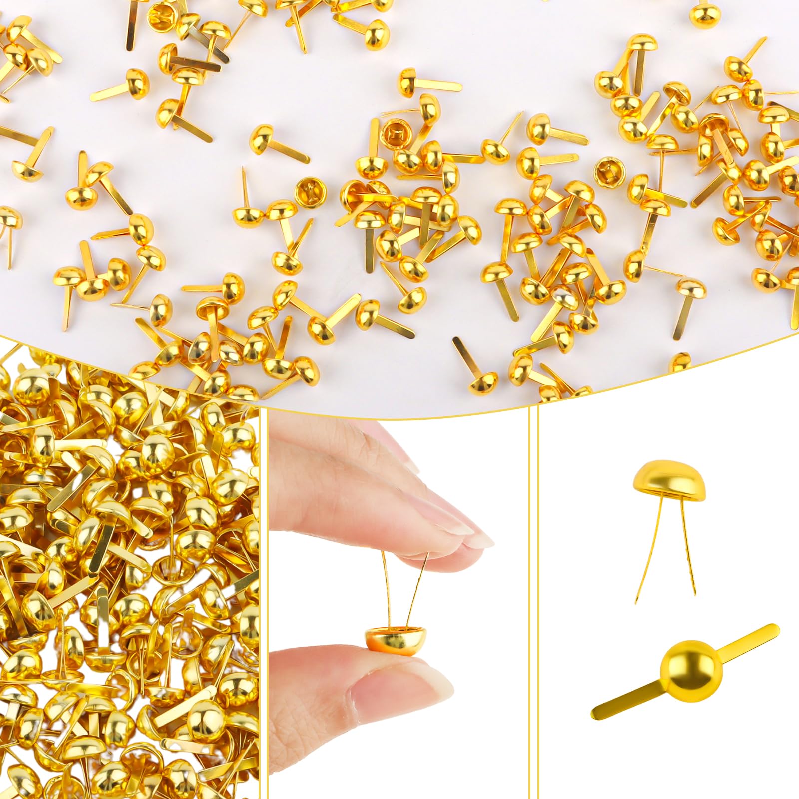 200 Fermacampioni In Metallo Dorato Per Scrapbooking - Mini Brads Per DIY E Cartotecnica - Foto 4