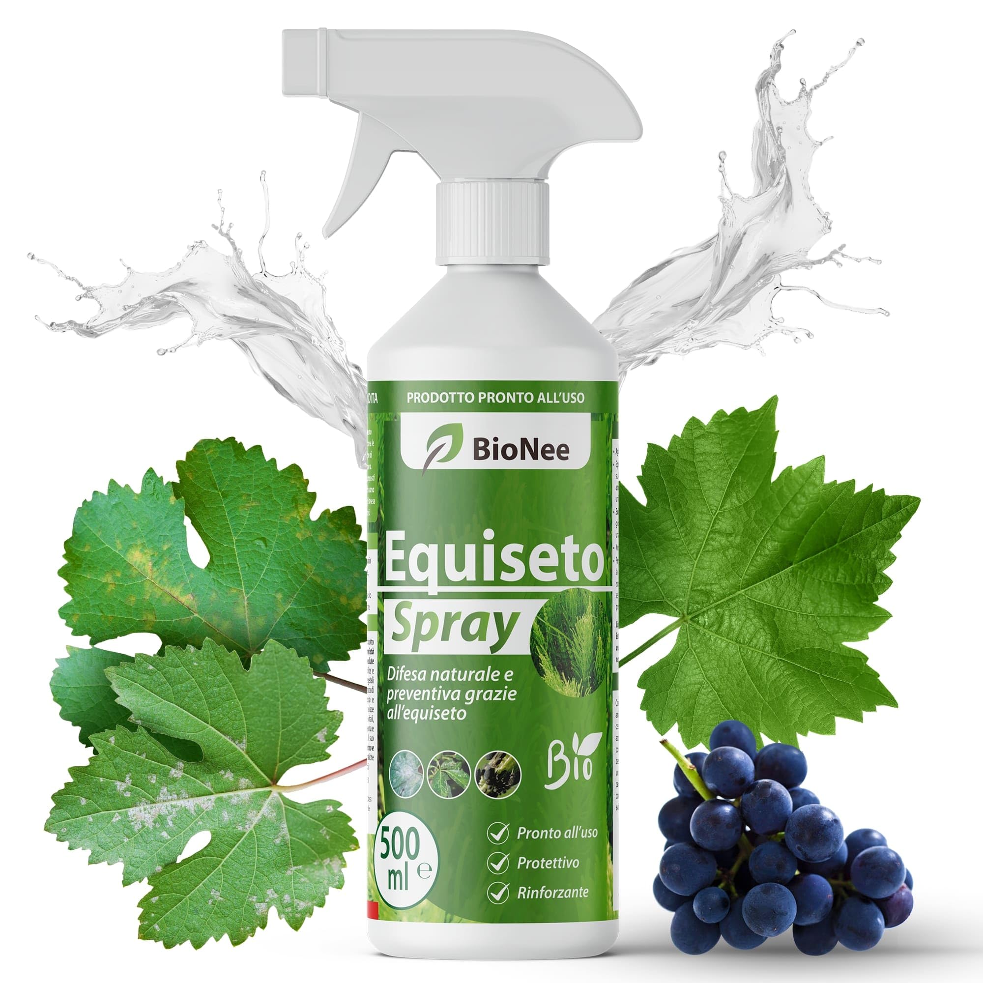Equiseto Spray 500 ml | Pronto all’Uso | Protettivo Naturale Preventivo | Difesa contro Oidio e Peronospora | Per Orti, Frutteti e Colture Biologiche