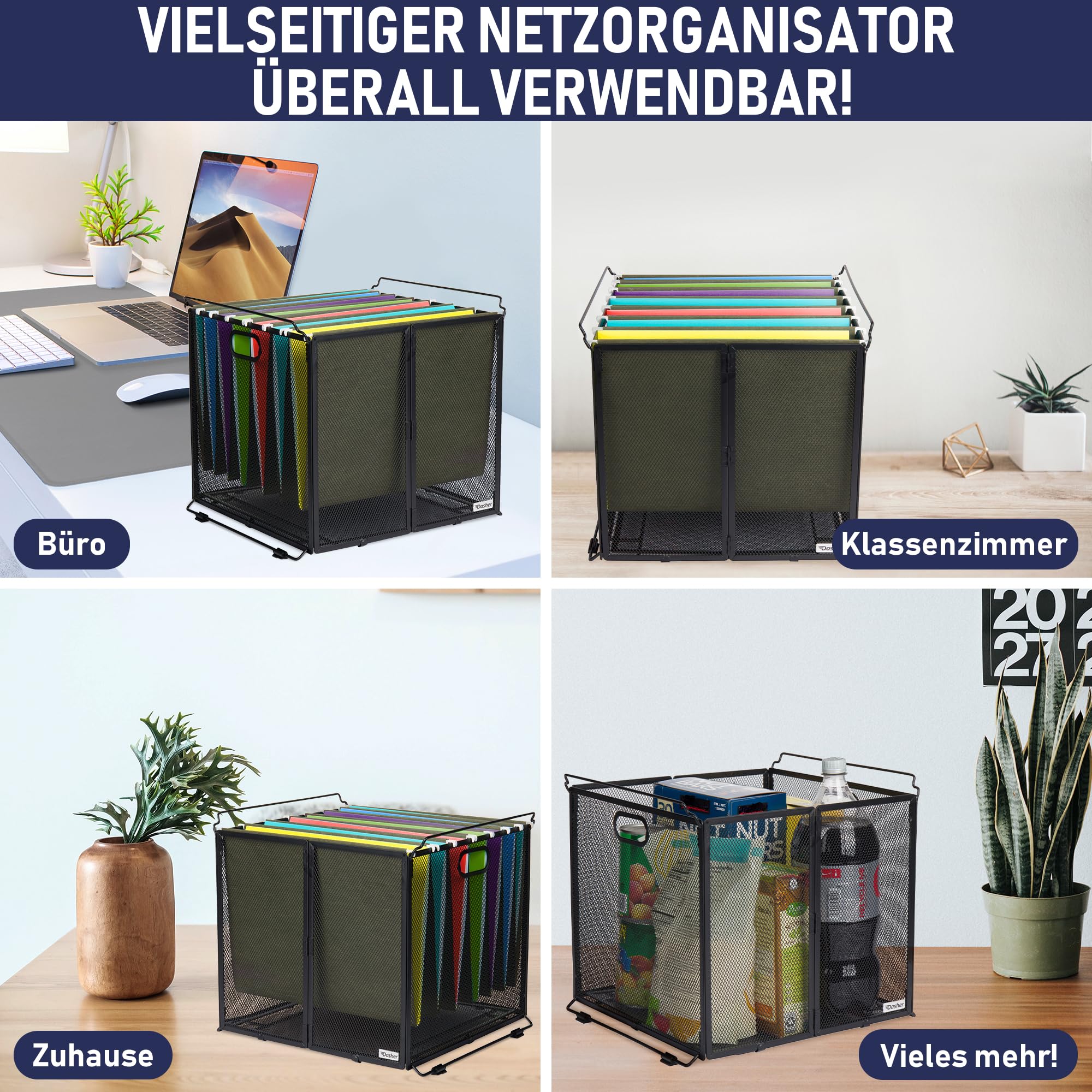 Hanging File Organizer, Metal File Holder Box With Handle, Hanging File