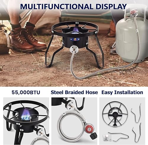 Miniatura 3 de ARC - Kit de vapor de 24 cuartos de galón, quemador de propano portátil de 55,000 BTU, olla de vapor SS con boquilla de agua de fácil llenado,